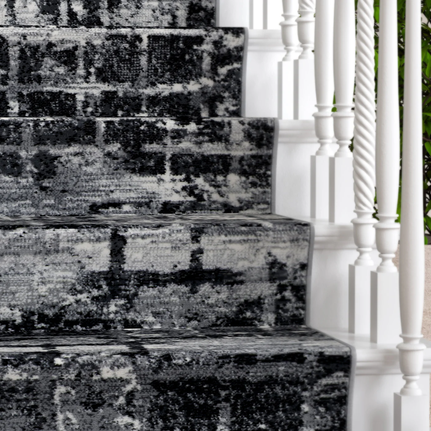 Abstract Black Grey Stair Carpet Runner - Cut to Measure - Image 2