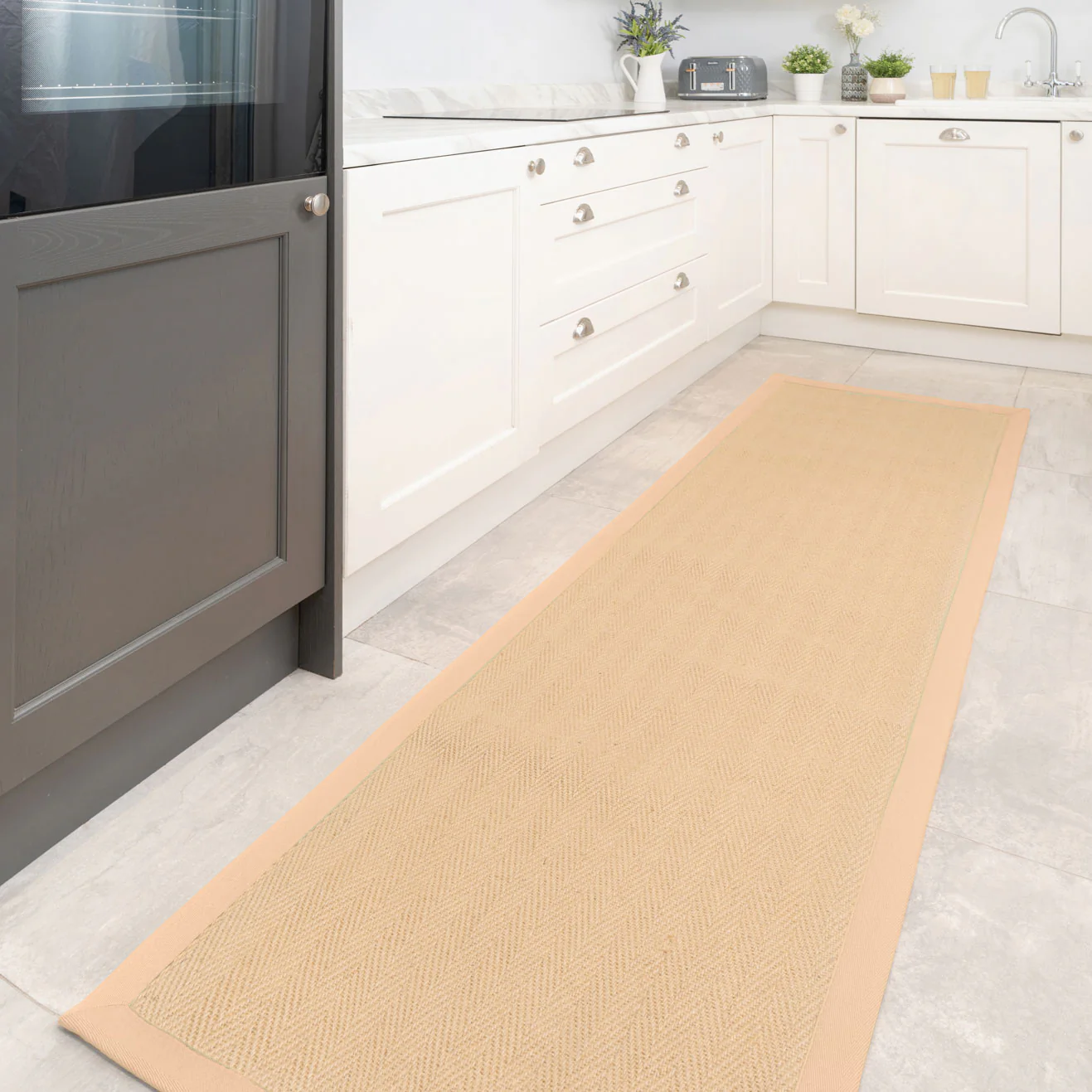 Beige Cotton Border Natural Jute Area Rug - Image 5
