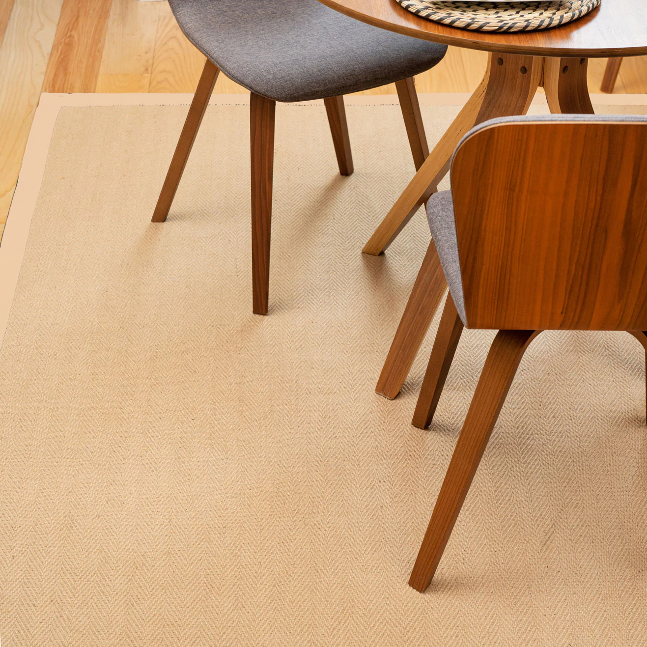 Beige Cotton Border Natural Jute Area Rug - Image 6