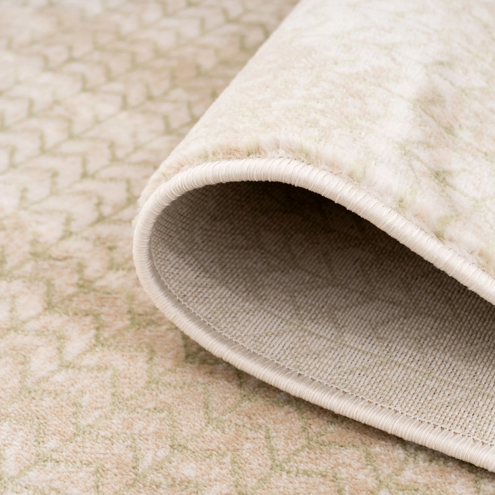 Beige Green Chevron Rug - Braided - Image 6