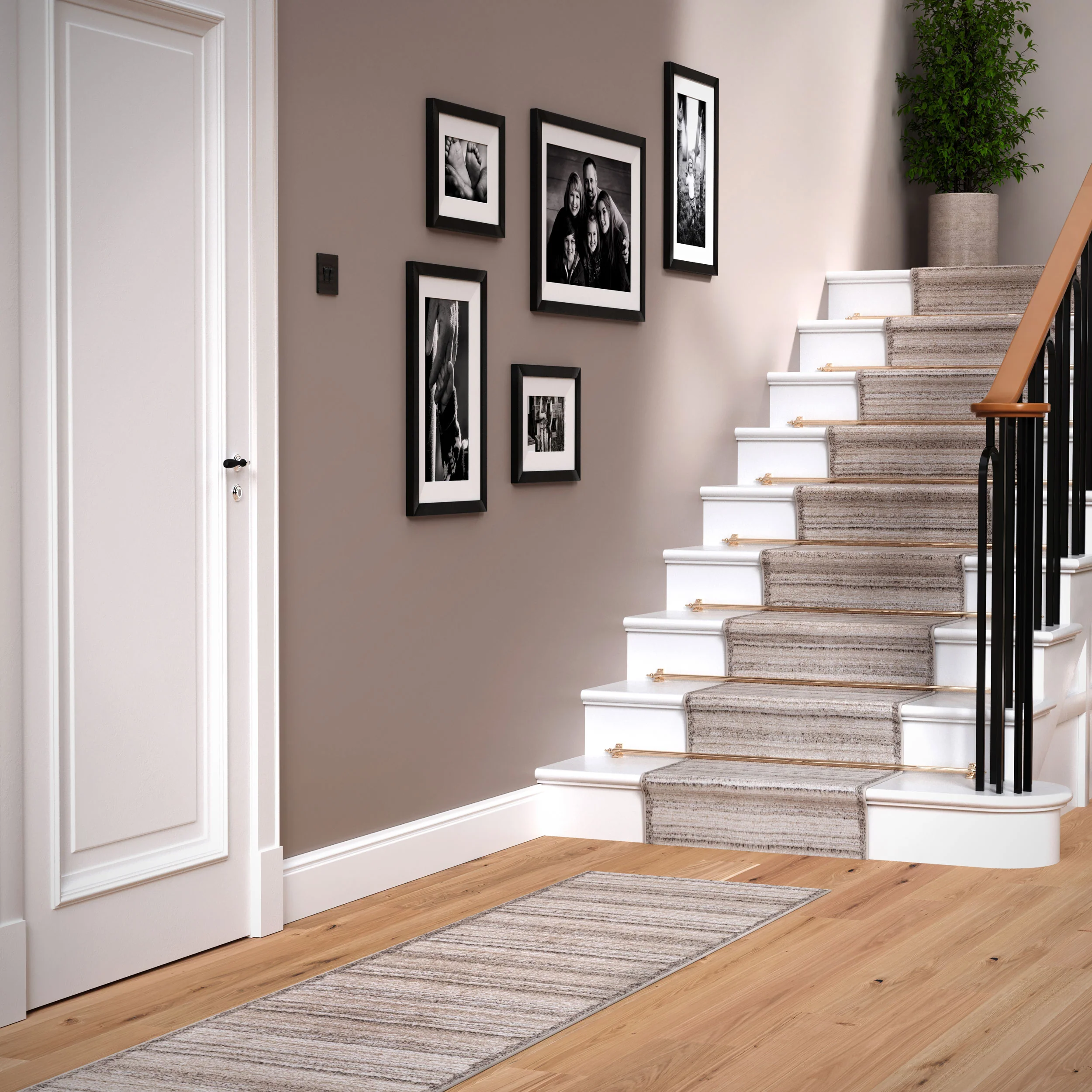 Beige Linear Bordered Area Rug - Rin - Image 10