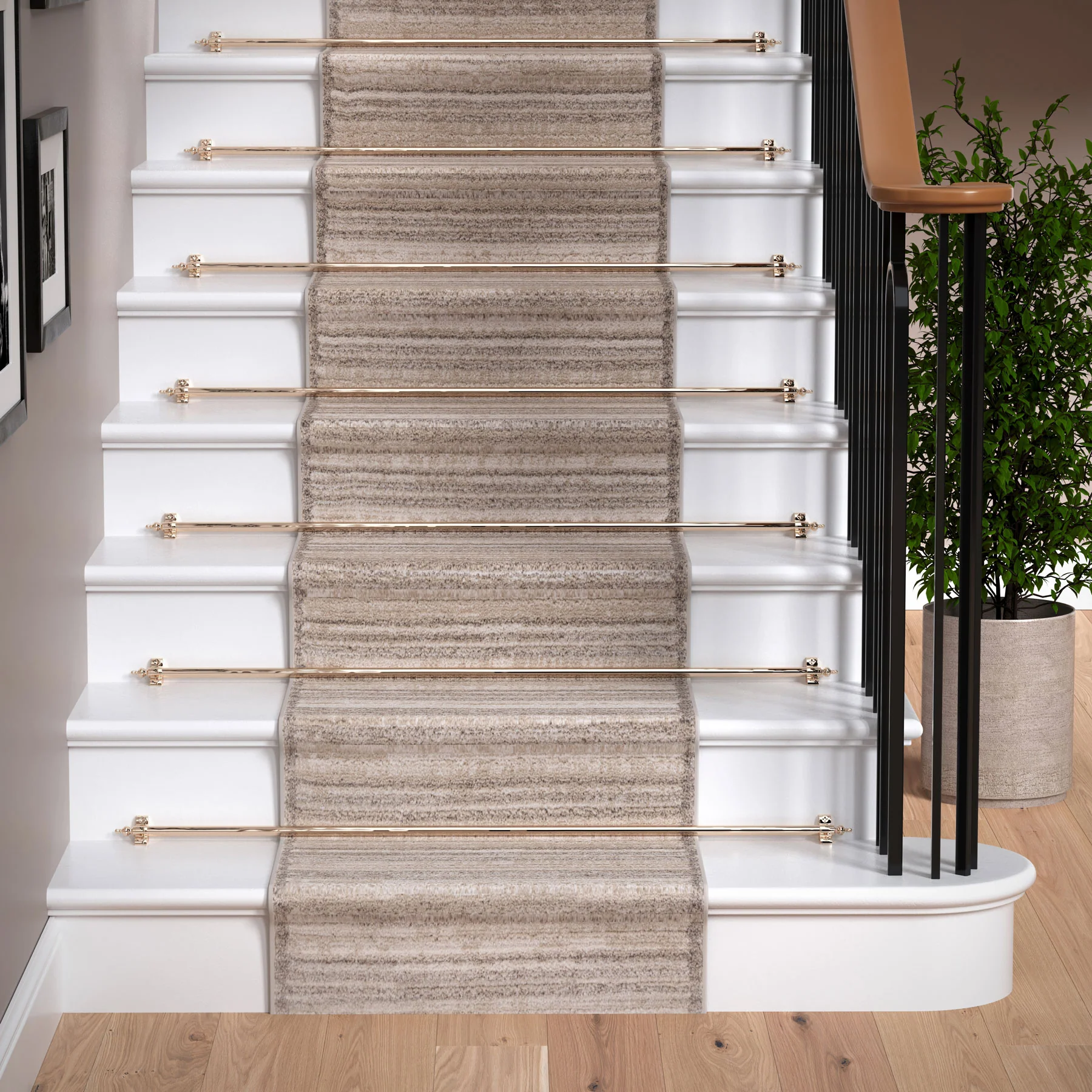 Beige Linear Bordered Area Rug - Rin - Image 11