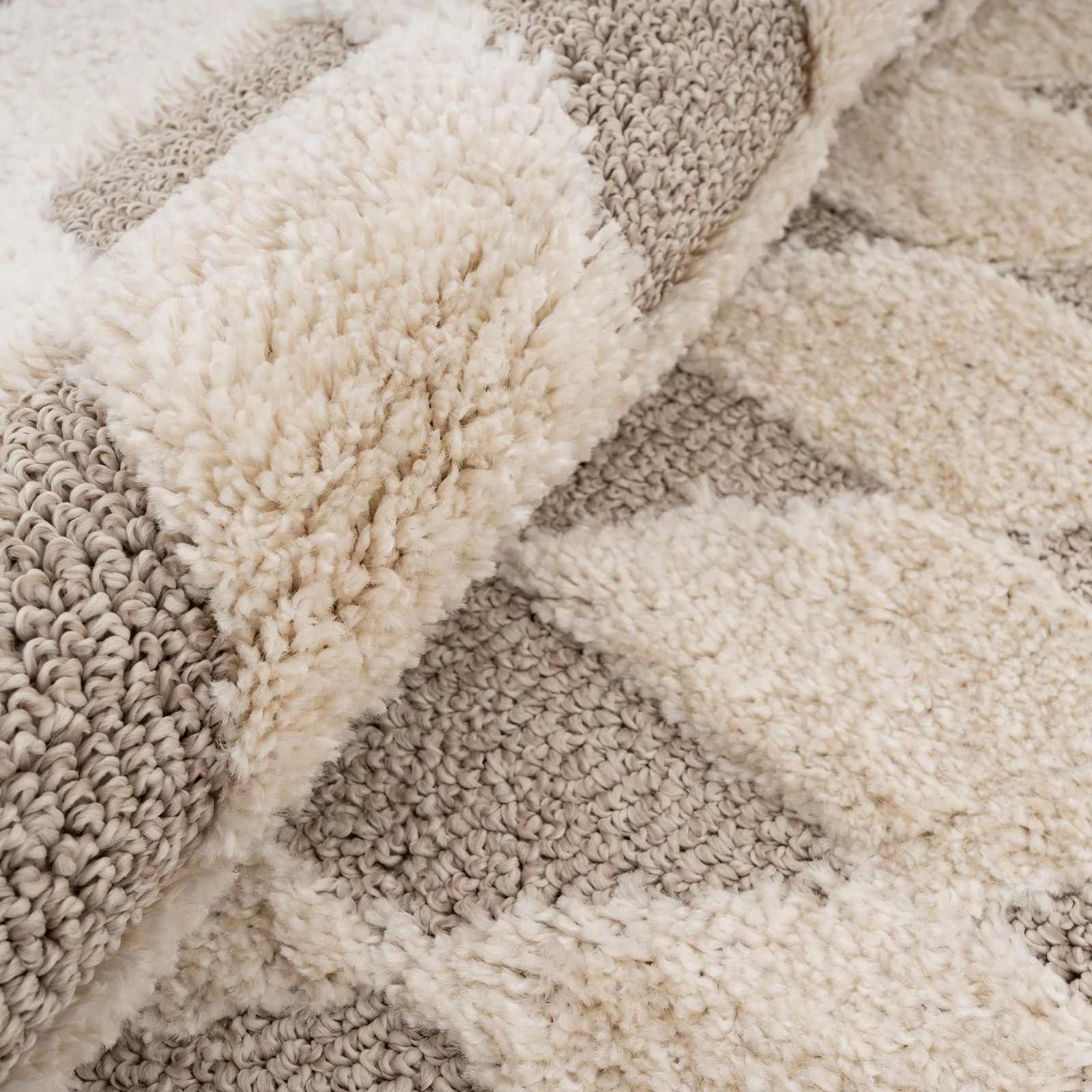 Beige White Rhombic Rug - Reva - Image 10