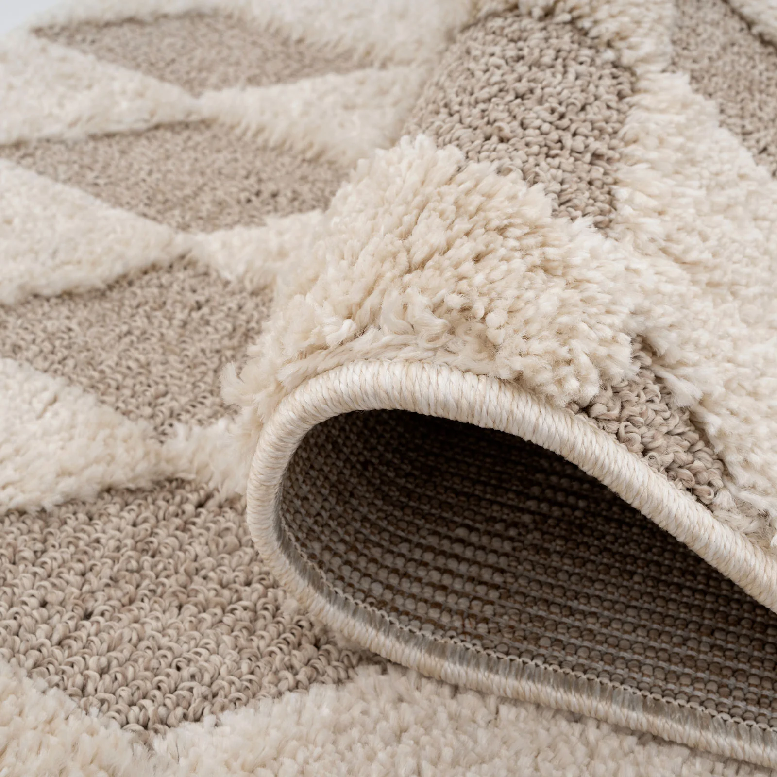 Beige White Rhombic Rug - Reva - Image 9
