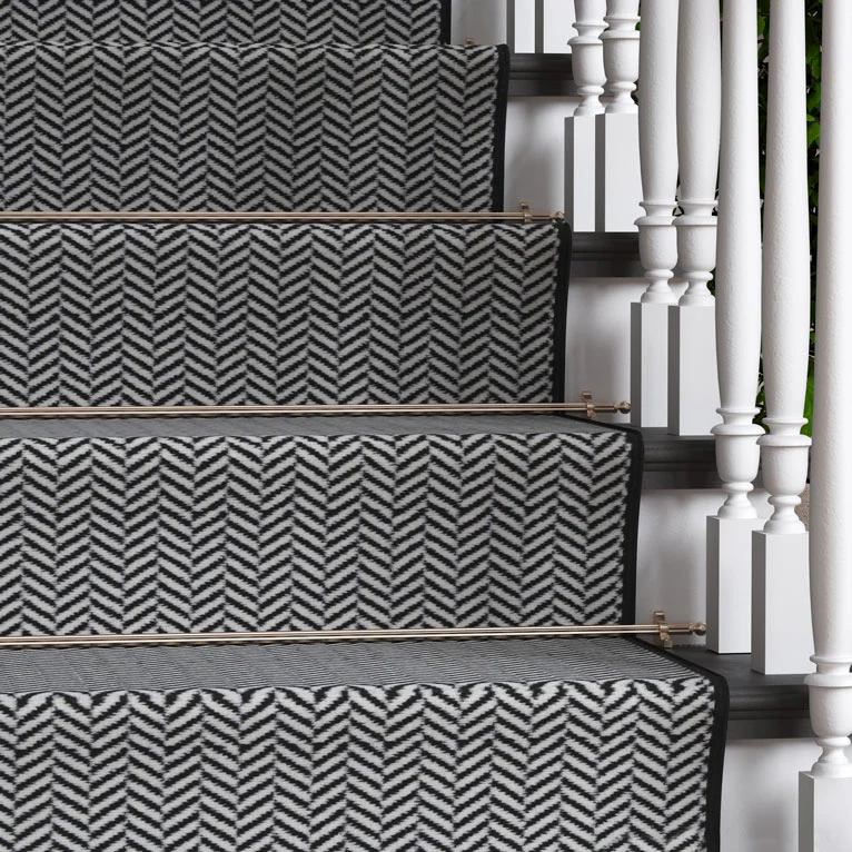 Black Chevron Stair Carpet Runner - Cut to Measure - Image 7