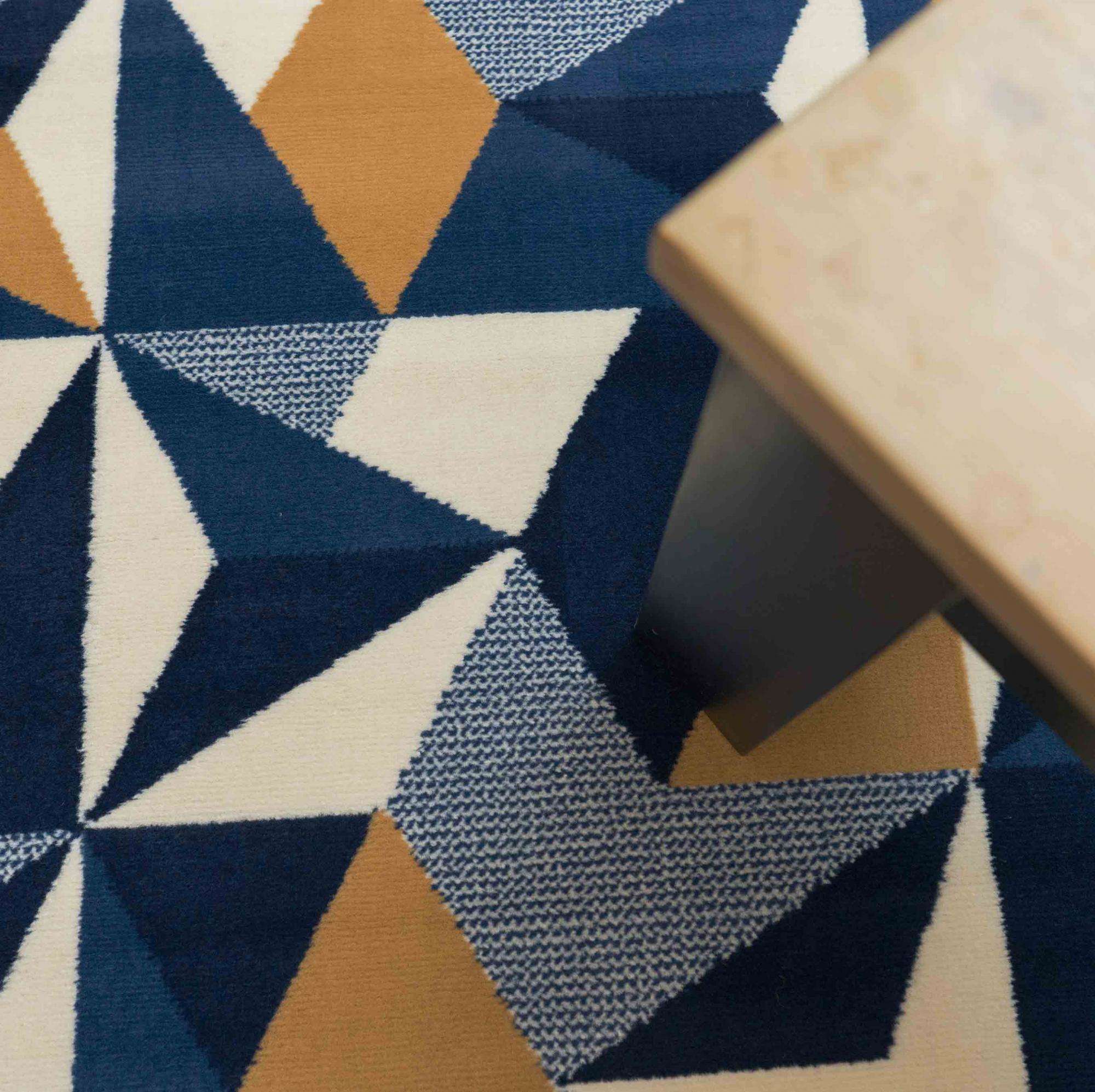 Blue Grey Modern Geometric Hall Runner Rugs - Image 4