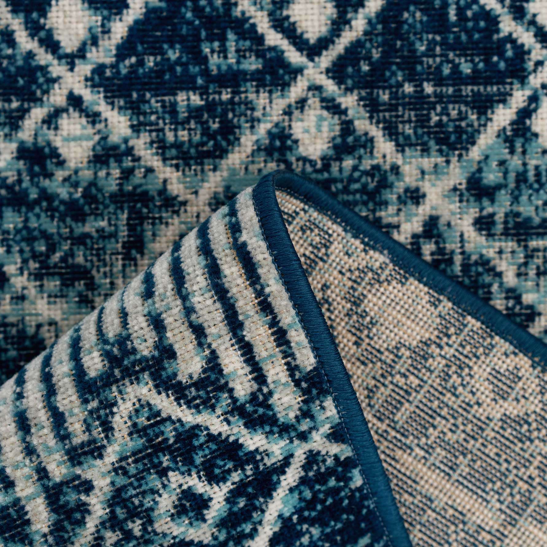 Blue Moroccan Tile Living Room Rug - Image 8