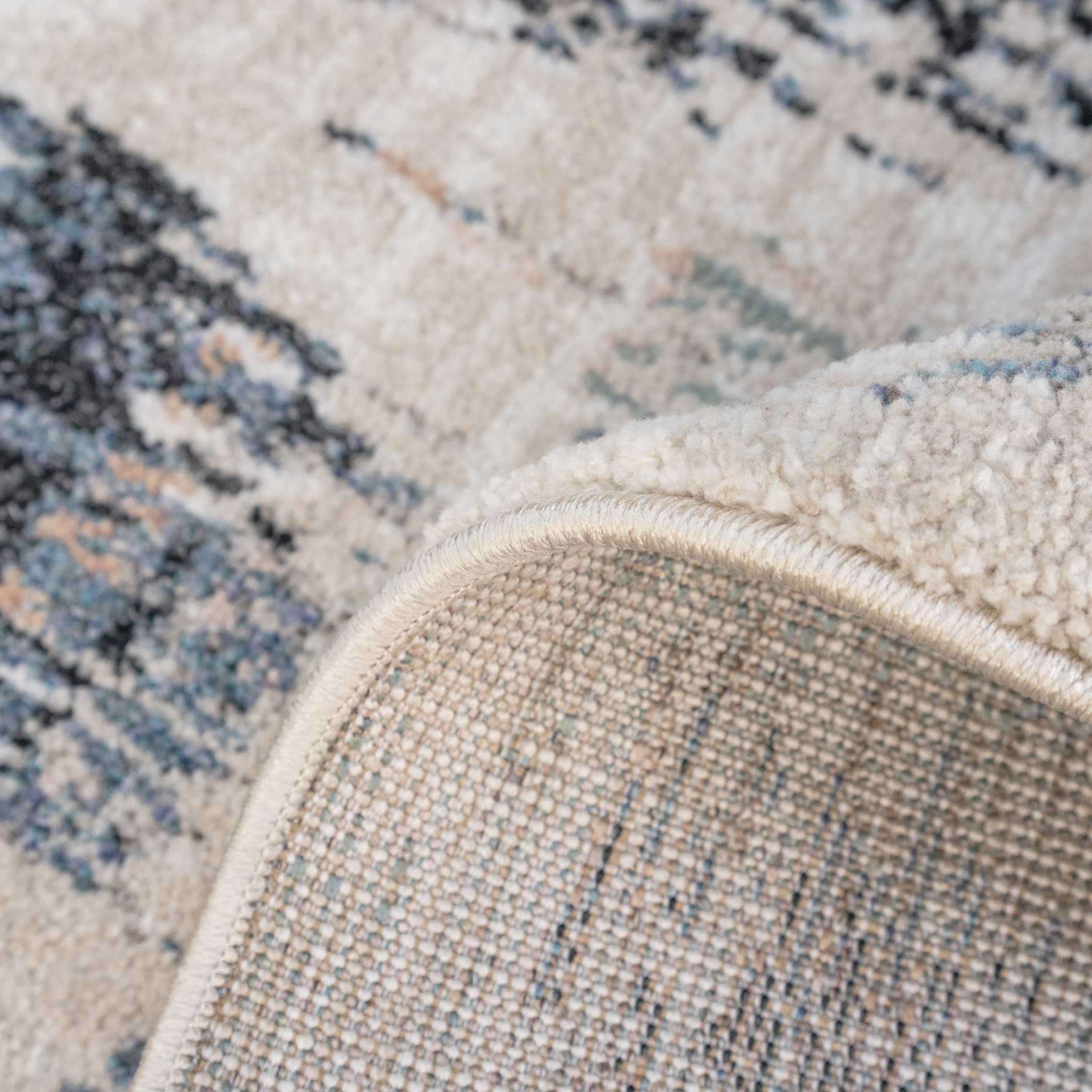 Blue Mottled Trellis Living Room Rug - Polly - Image 7