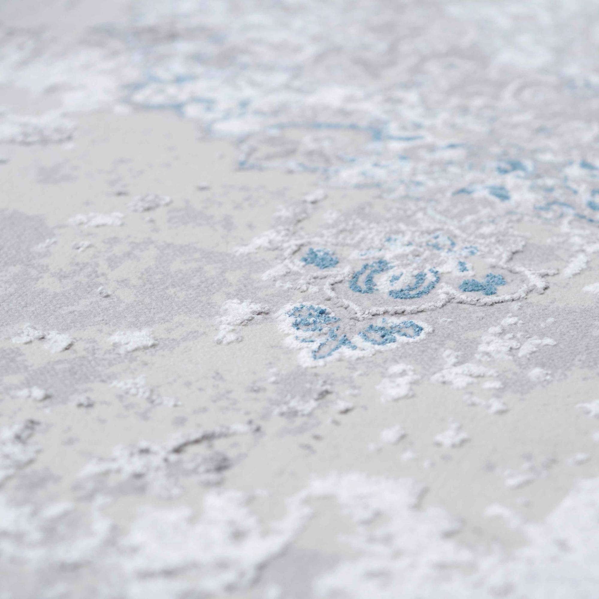 Blue Traditional Distressed Large Dining Table Rugs - Image 5