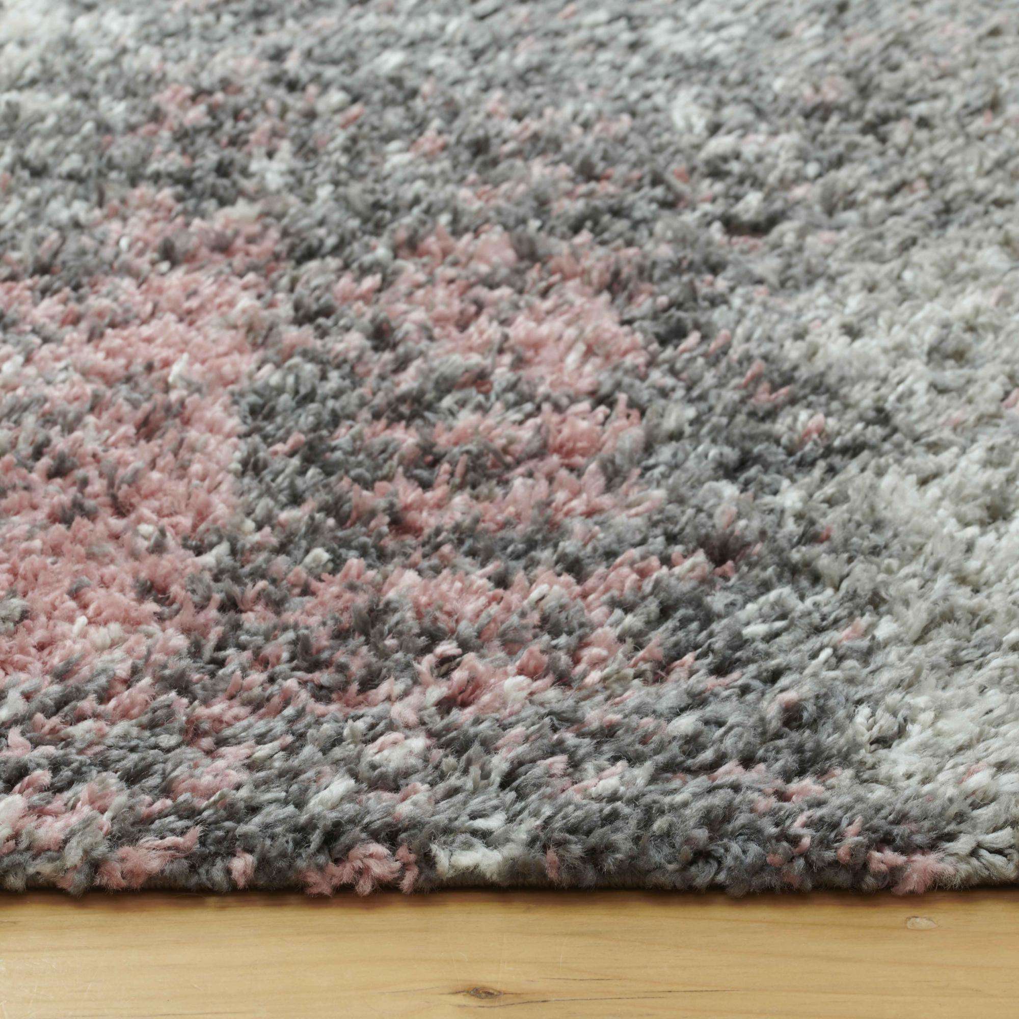 Blush Distressed Textured Shaggy Rug - Image 4