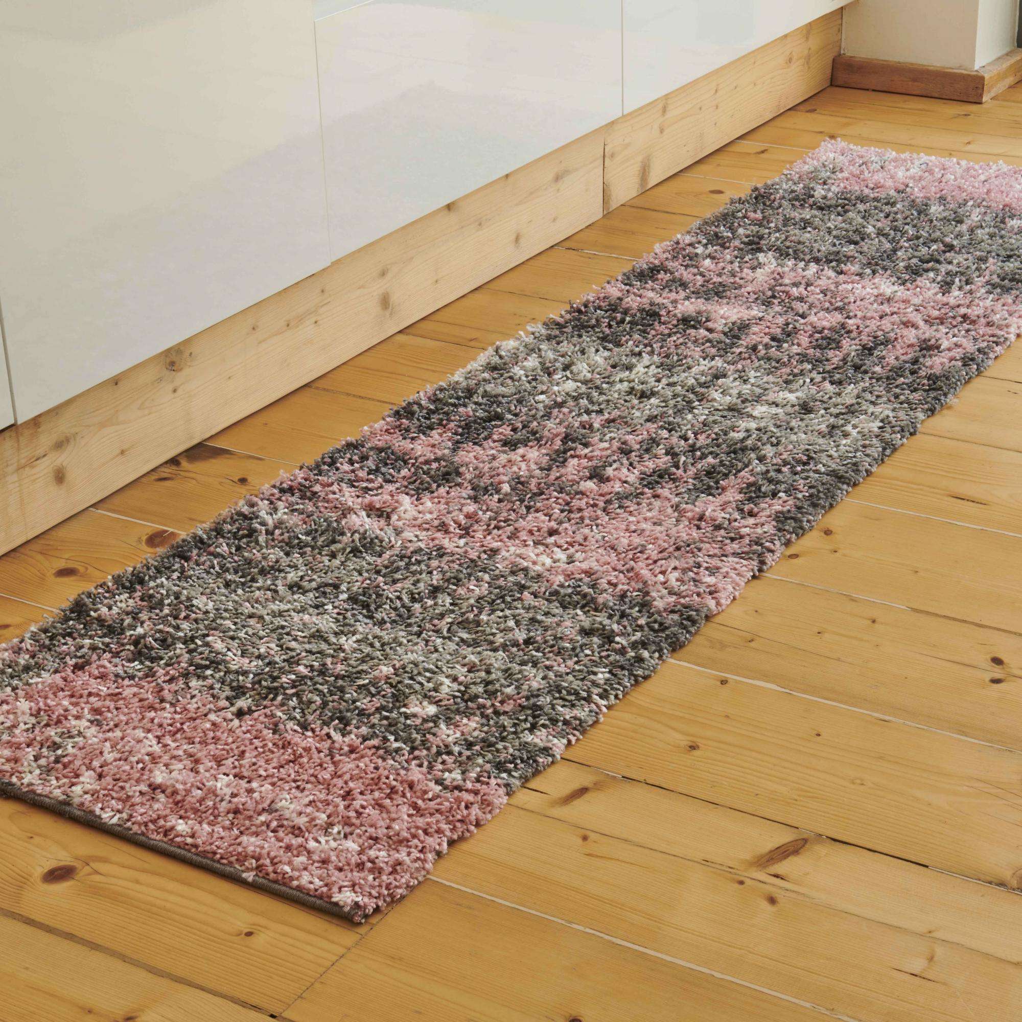 Blush Distressed Textured Shaggy Runner Rug - Image 2