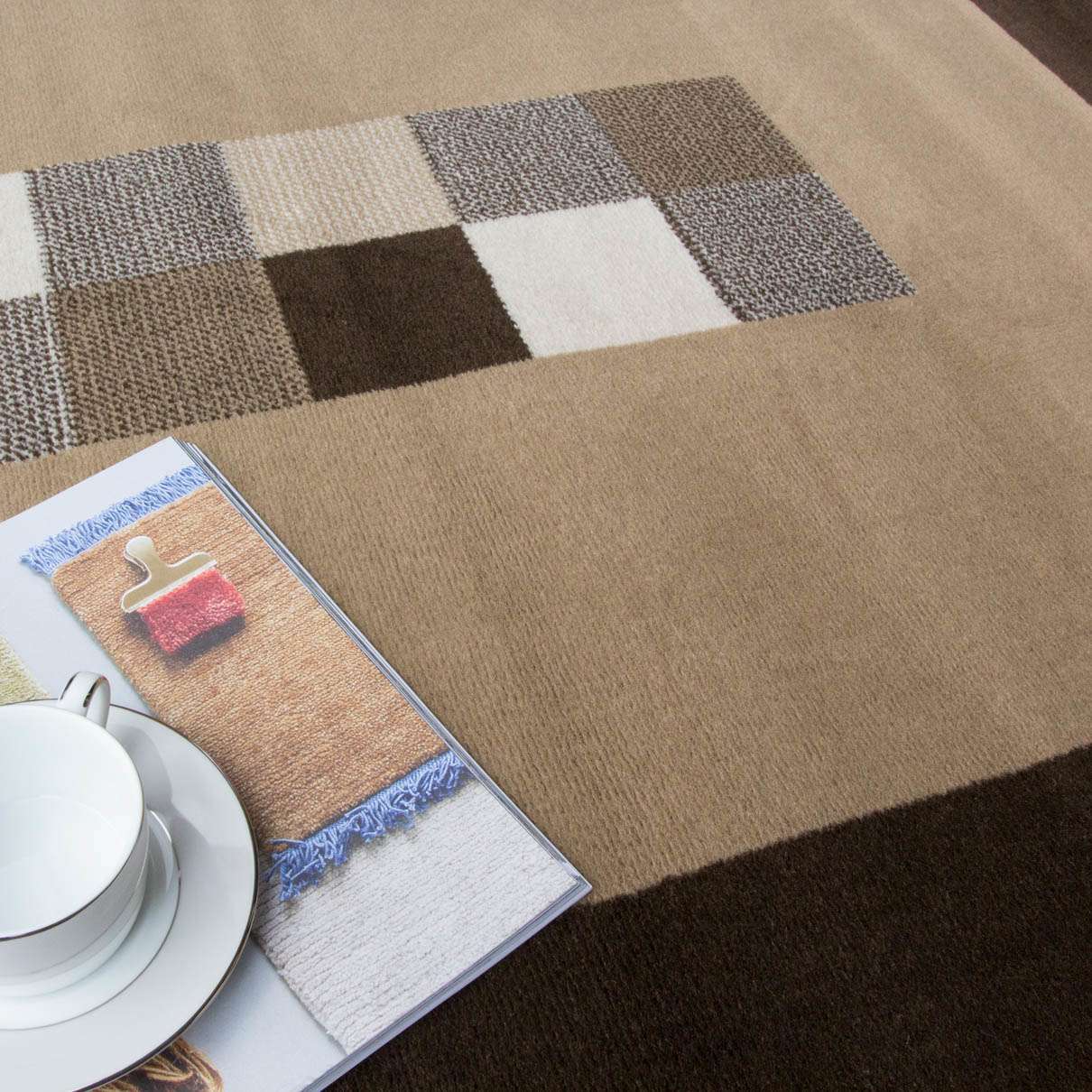 Brown Living Room Geometric Rug - Image 5