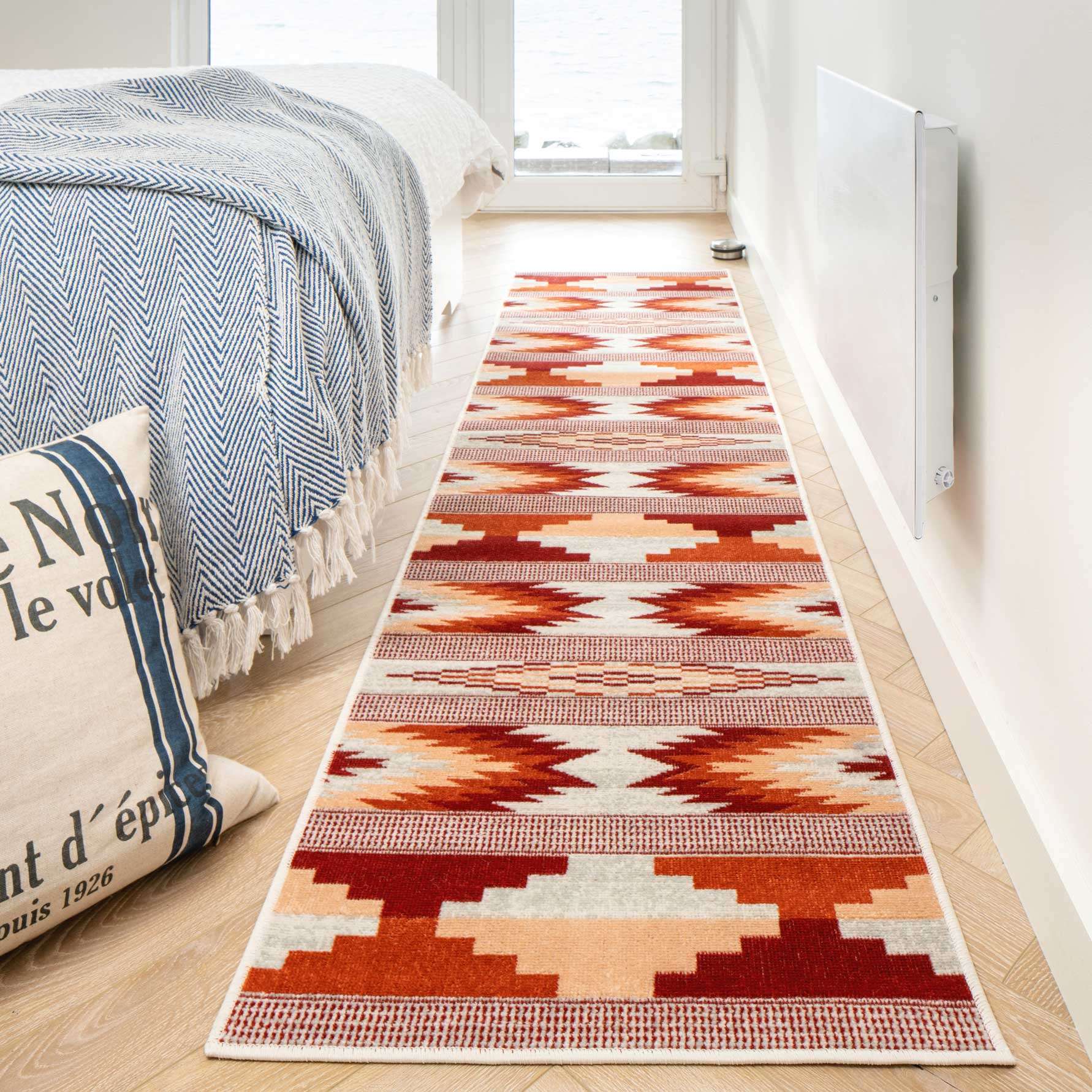 Terracotta Burnt Orange Living Room Rug - Aztec - Image 5
