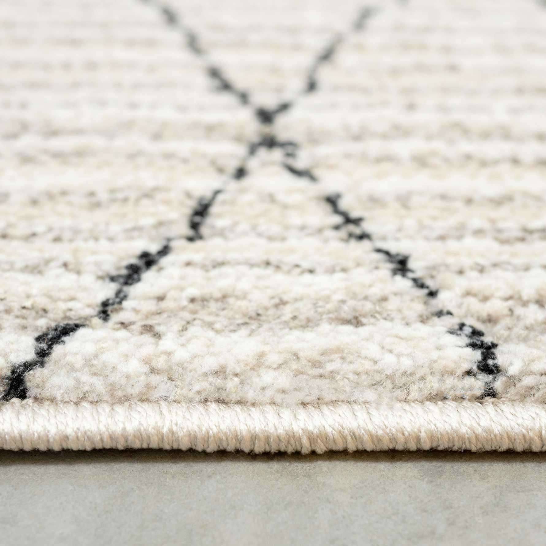 Cosy Soft Abstract Lined Beige Moroccan Berber Runner Rug - Image 4
