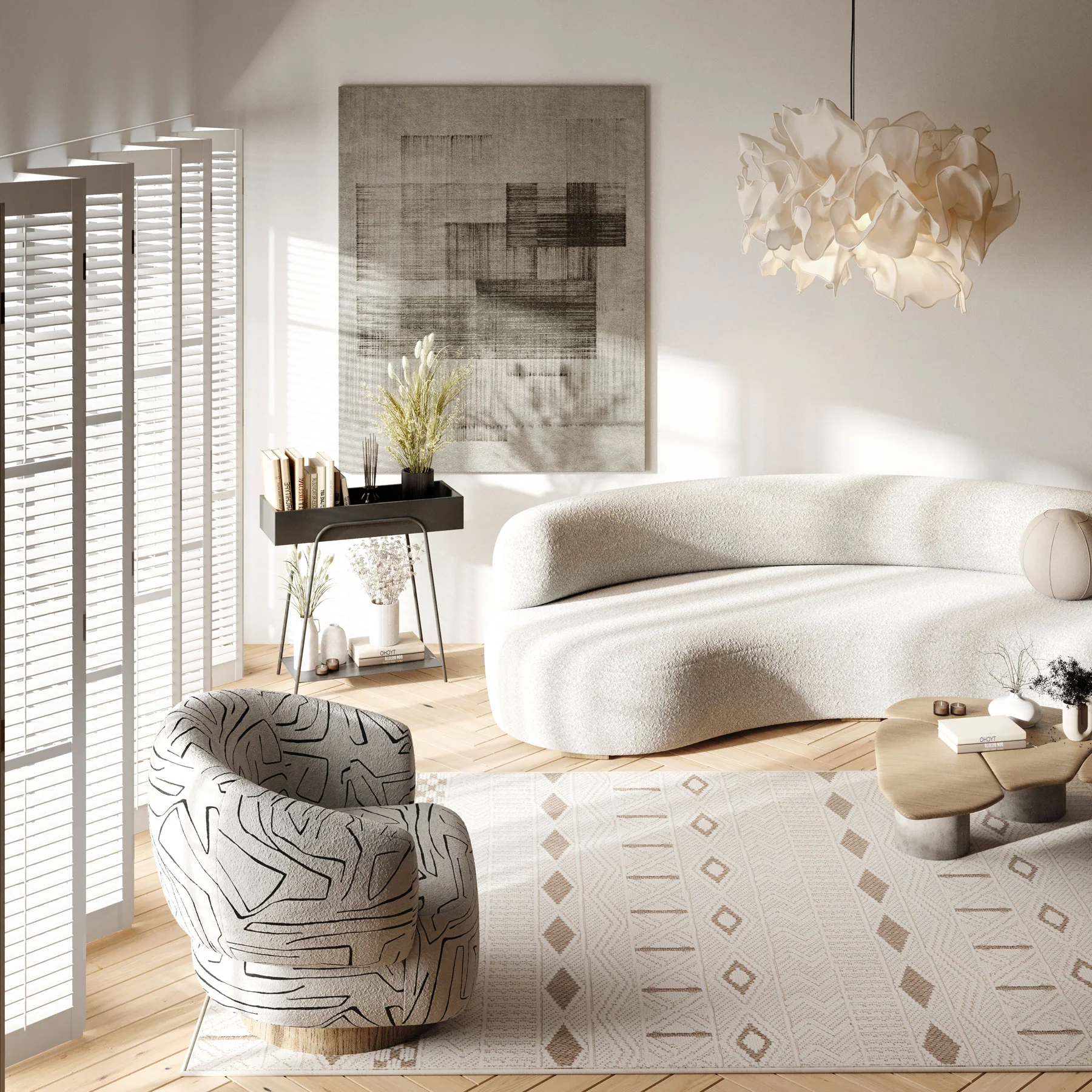 Cream Beige Boho Rug - Sachi - Image 2