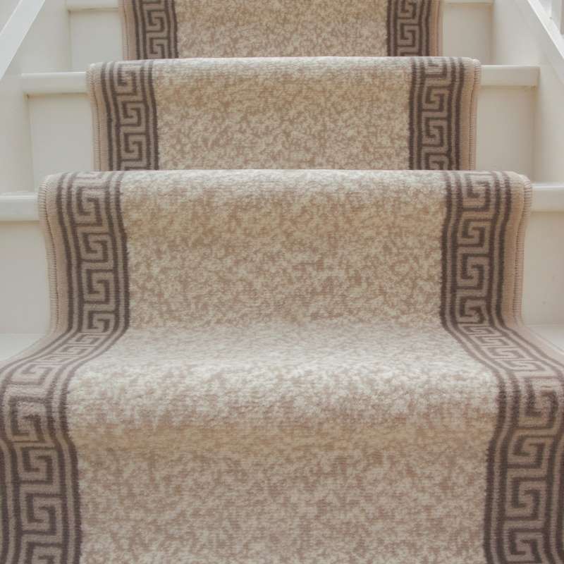 Cream Bordered Stair Carpet Runner - Cut to Measure - Image 6
