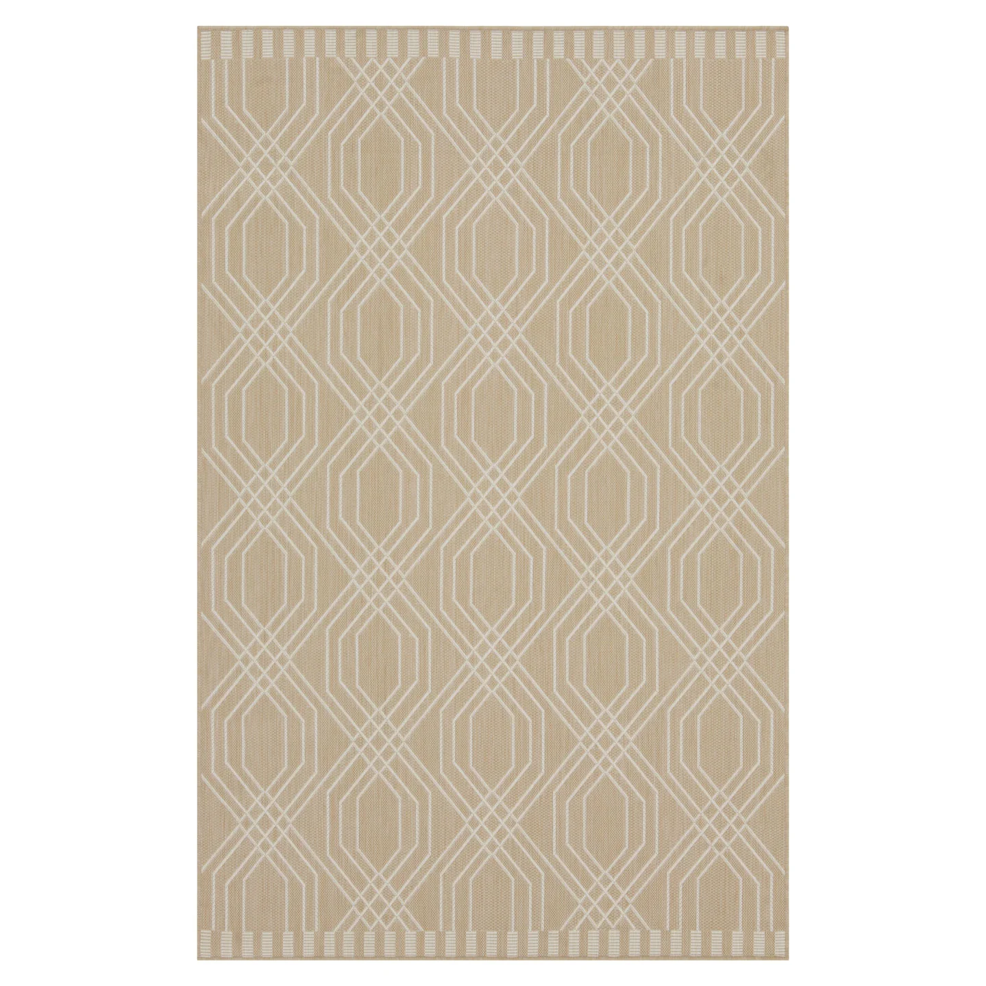 Cream Modern Geometric Area Rug - Basata