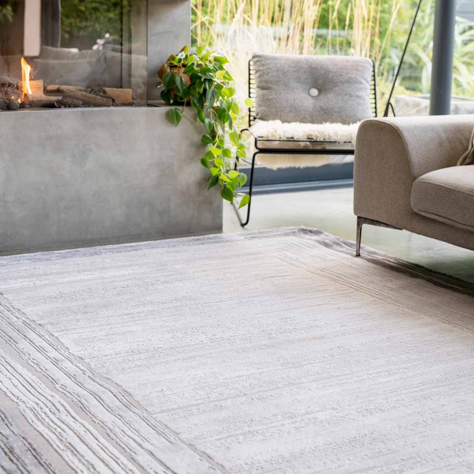 Distressed Greige Bordered Rug - Libby - Image 5