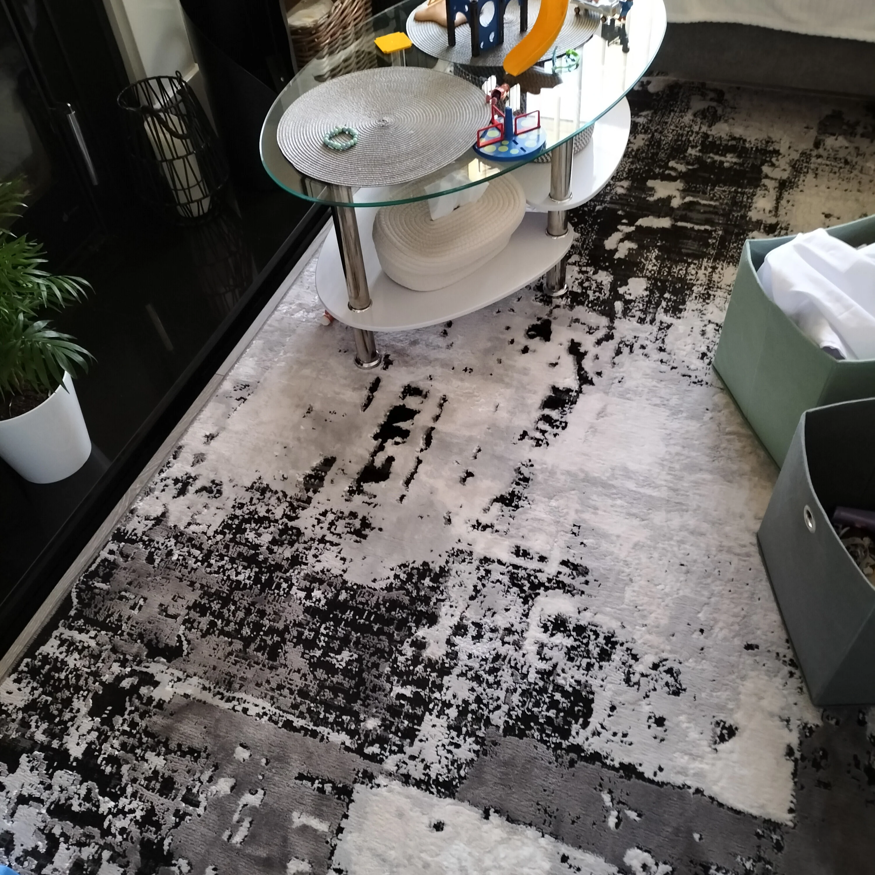 Distressed Abstract Grey Black Area Rug - Grace - Image 9