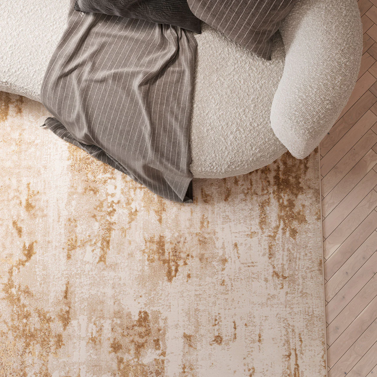 Distressed Beige Living Room Area Rug - Monroe - Image 5