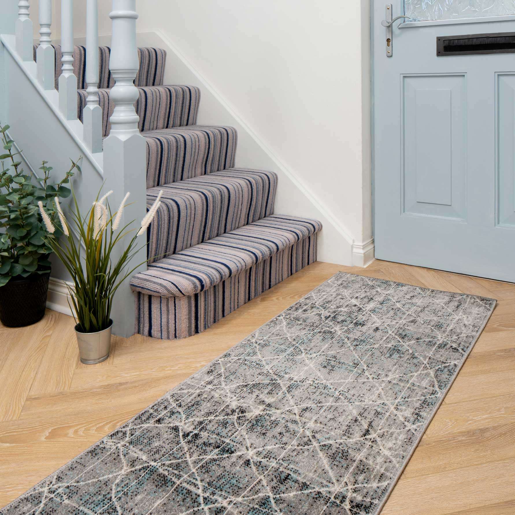 Distressed Grey Trellis Area Rug - Image 7