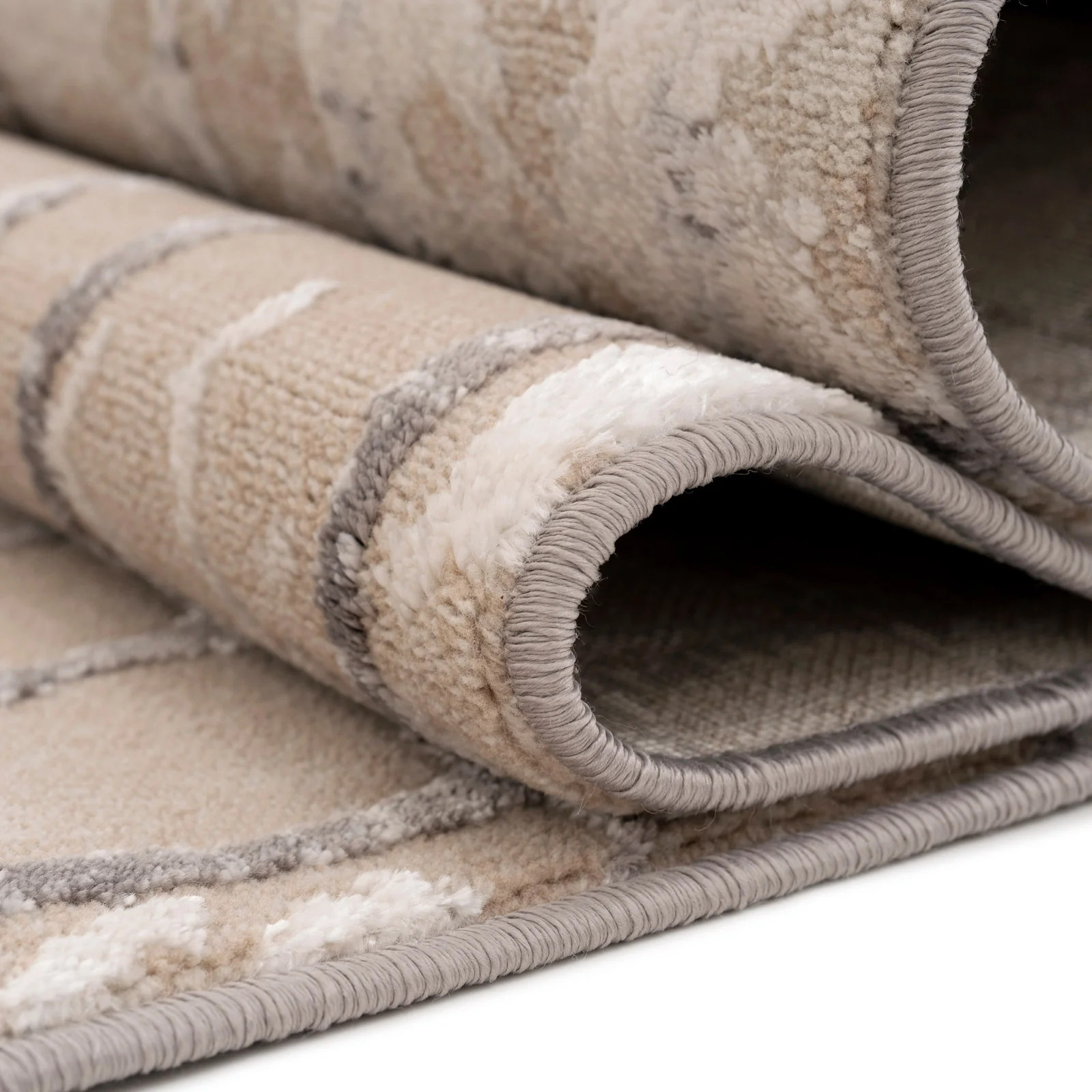 Distressed Linear Beige Silver Runner - Diora - Image 4