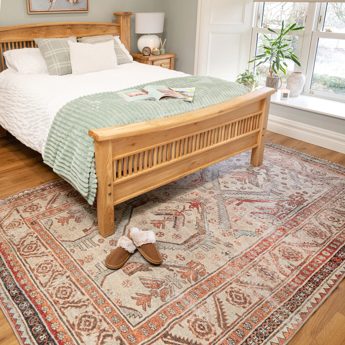 Distressed Terracotta Washable Rustic Rug - Rowe - Image 4