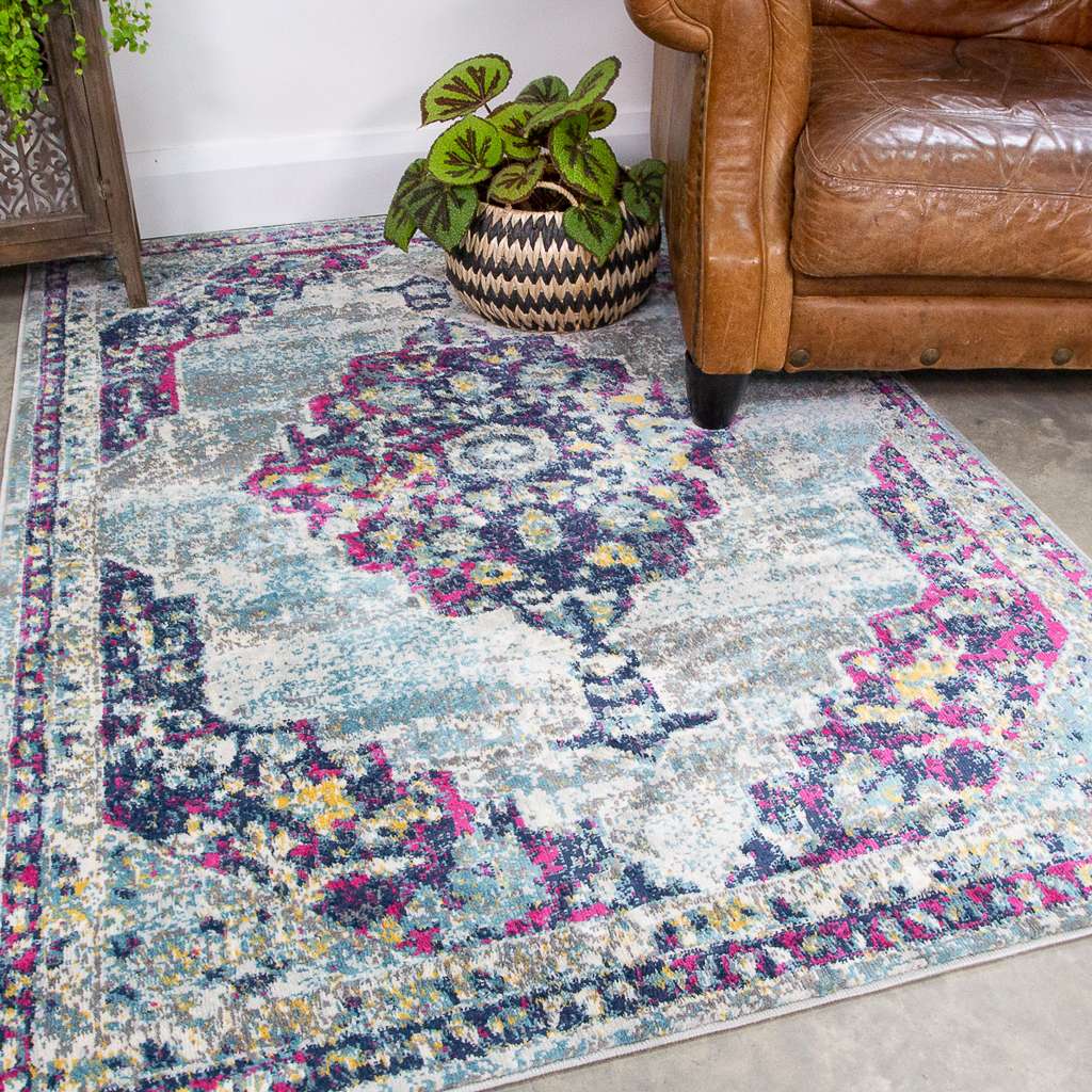 Faded Distressed Colourful Oriental Pattern Runner  Rug - Image 5