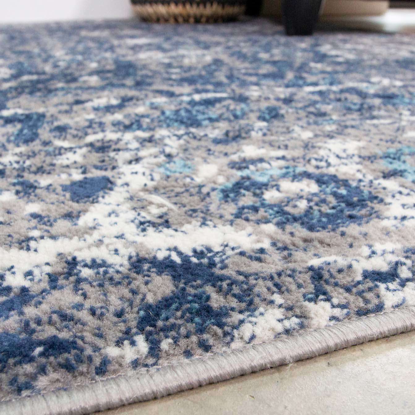 Faded Distressed Navy Oriental Pattern Rug - Image 2