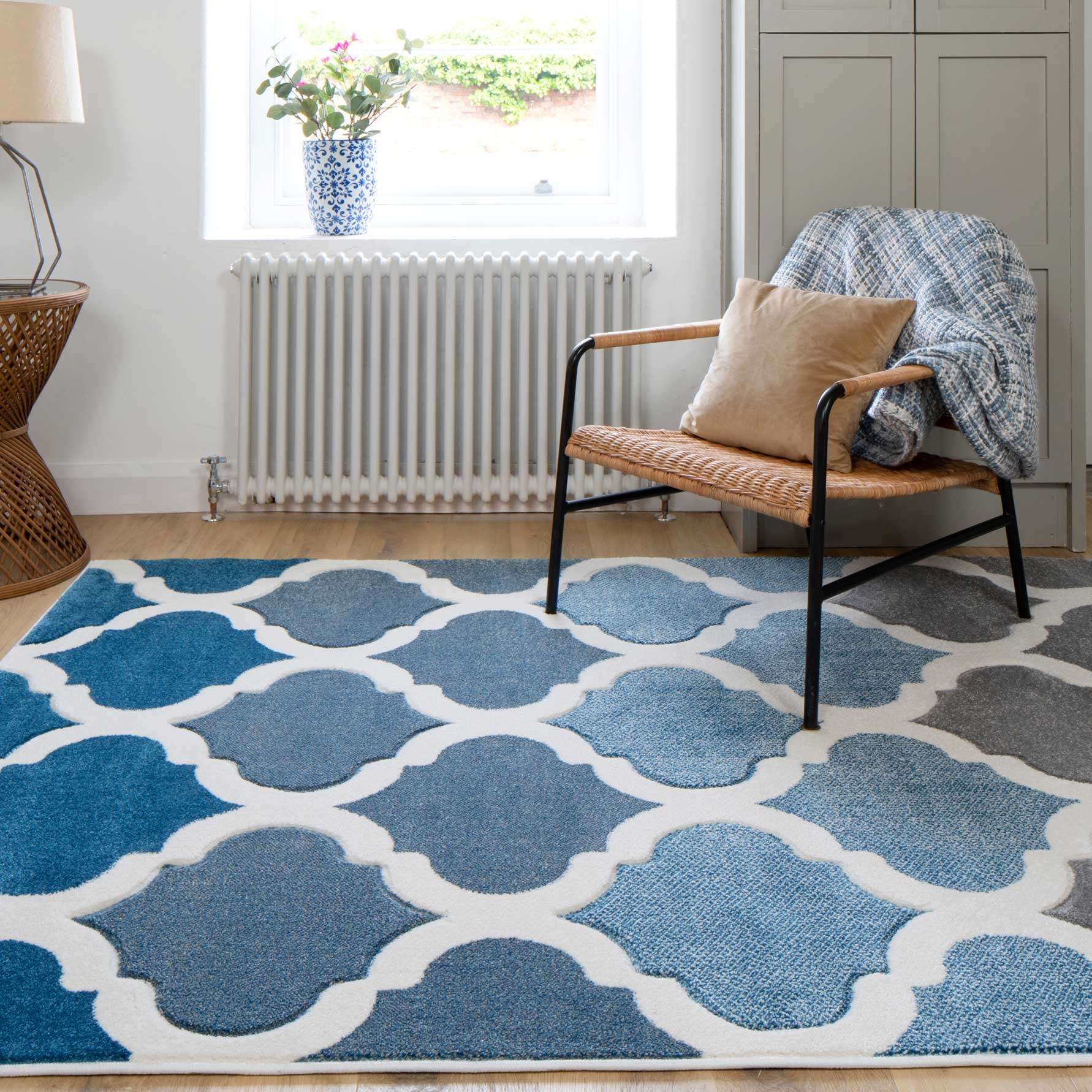 Fresh Trellis Blue Living Runner Rug - Image 5