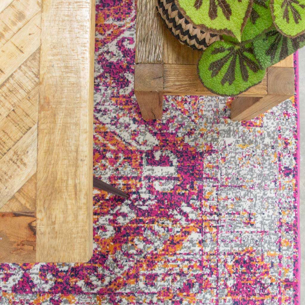 Fuschia Pink Oriental Distressed Runner Rug - Image 5