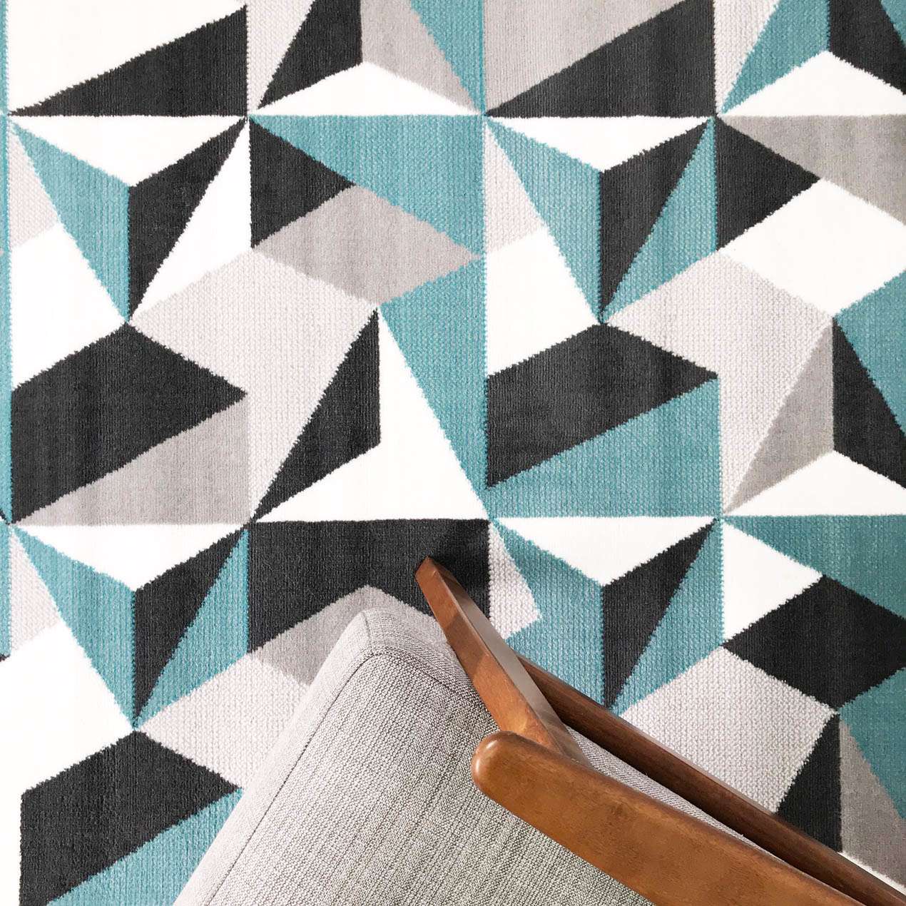 Geometric Blue and Grey Rug - Image 6