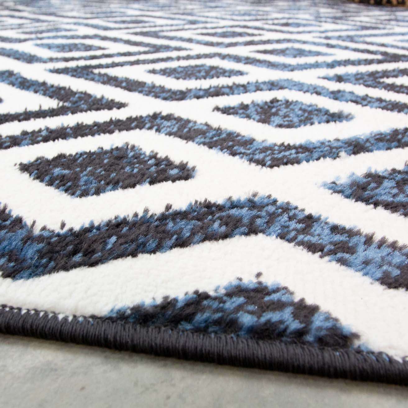 Geometric Blue Ombre Living Room Rug - Image 4