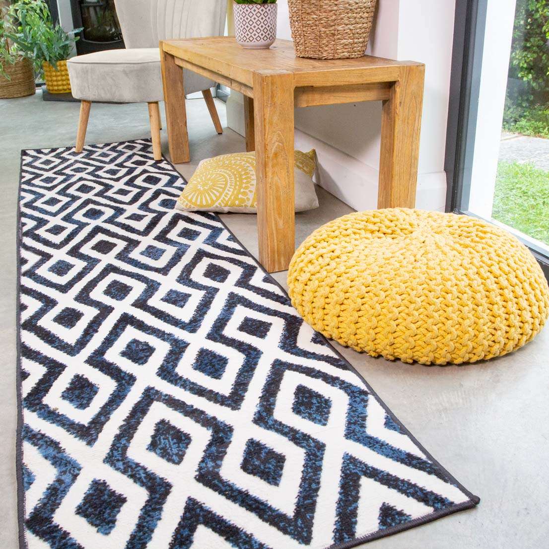 Geometric Blue Ombre Living Room Rug - Image 6