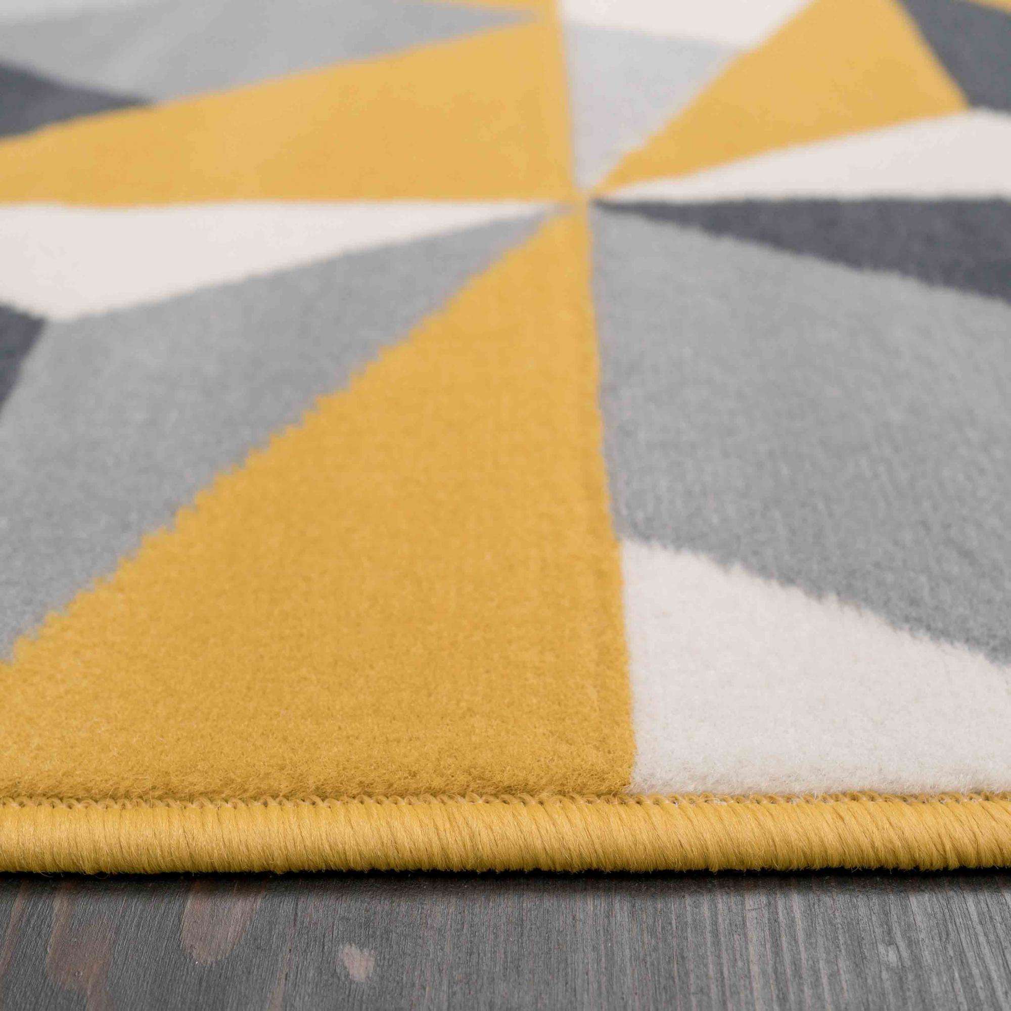 Geometric Yellow and Grey Rug - Image 6