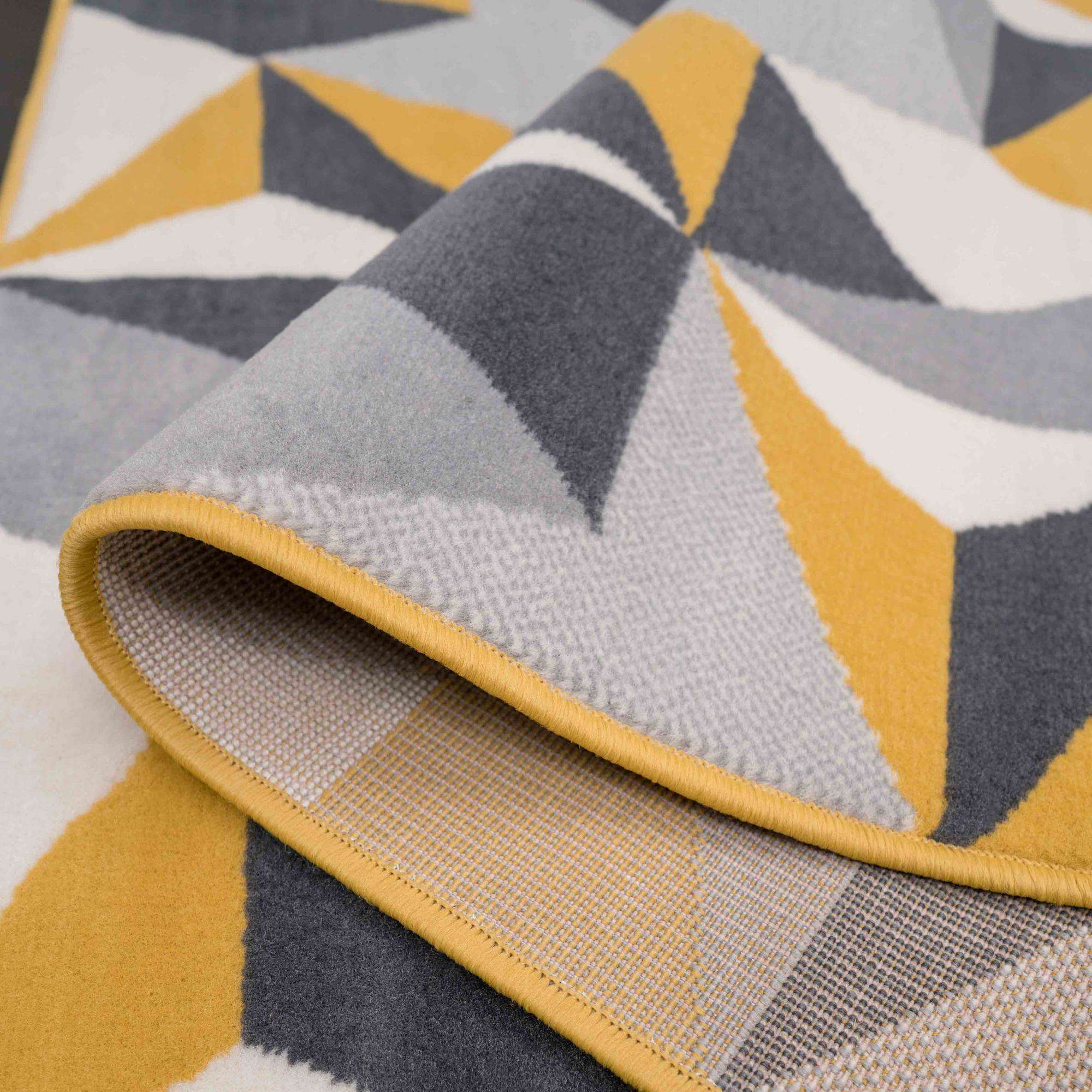 Geometric Yellow and Grey Rug - Image 7