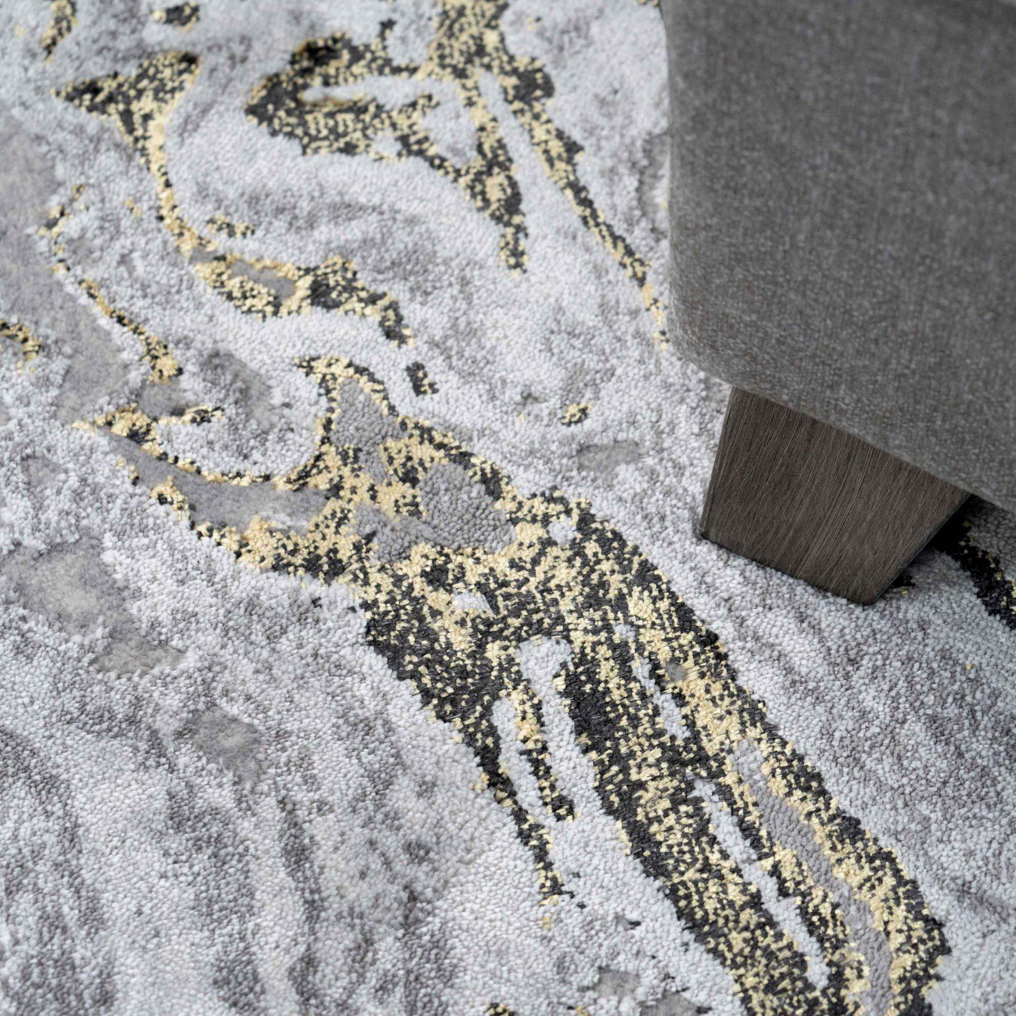 Gold Abstract Marble Pattern Hall Runner Rugs - Image 5