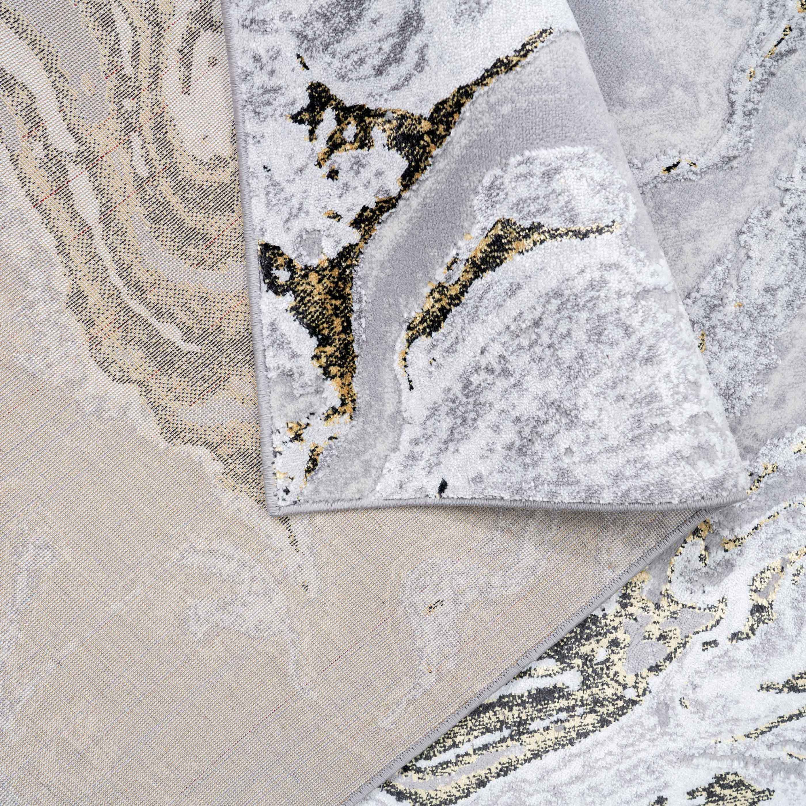 Gold Abstract Swirl Pattern Living Room Rugs - Marble - Image 4