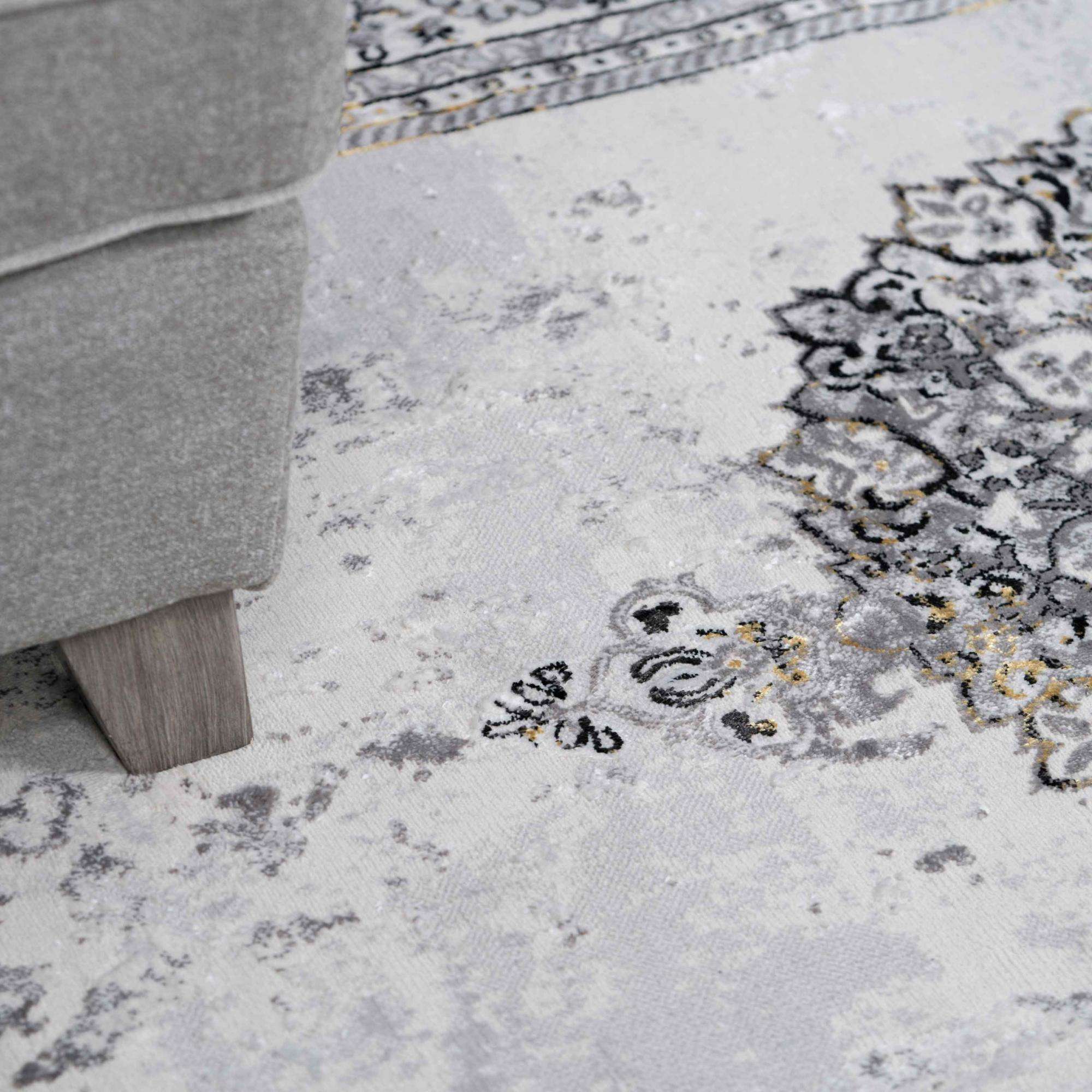 Gold Traditional Distressed Living Room Rug - Victoria - Image 5