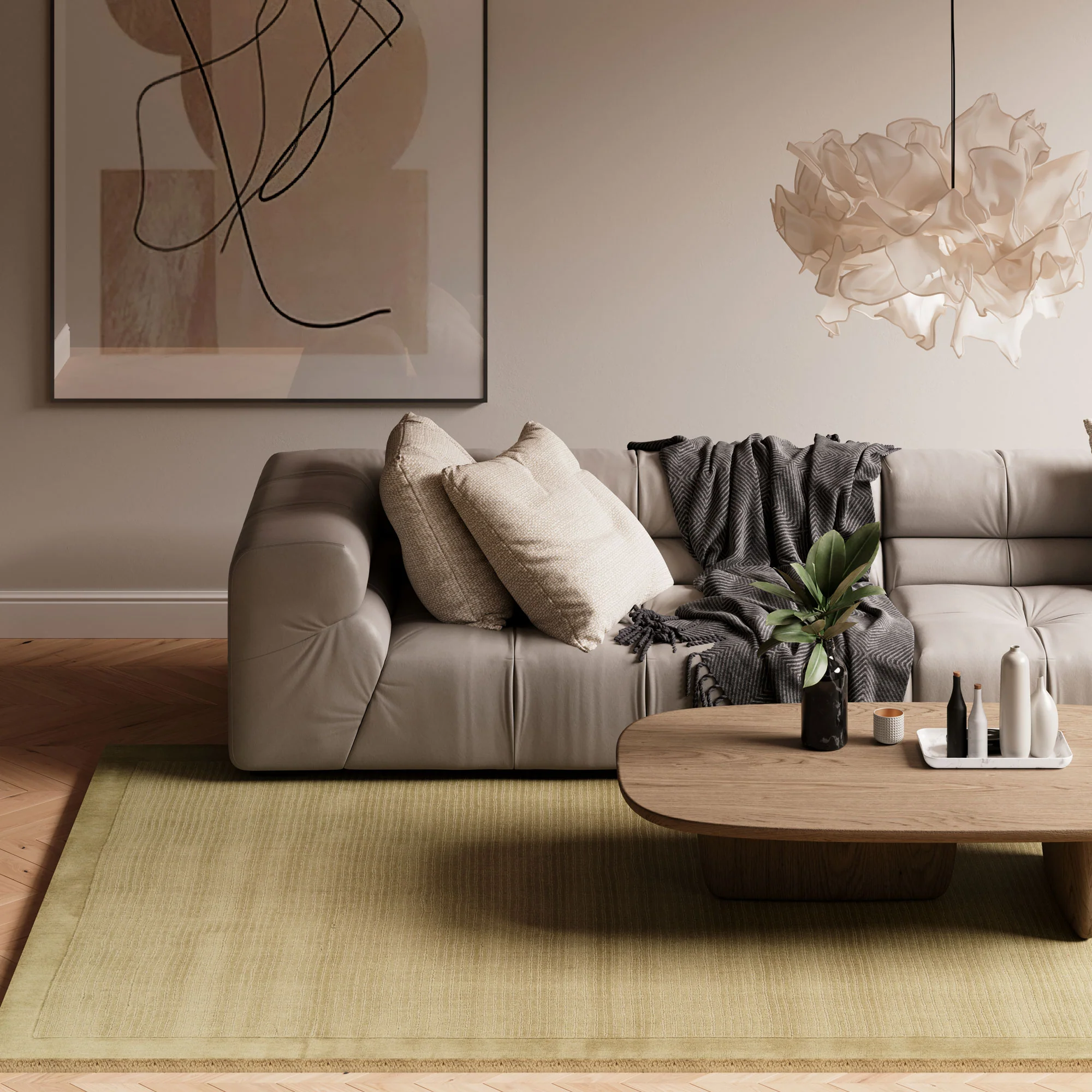 Green Bordered Wool Rug - Olann Green - Image 3