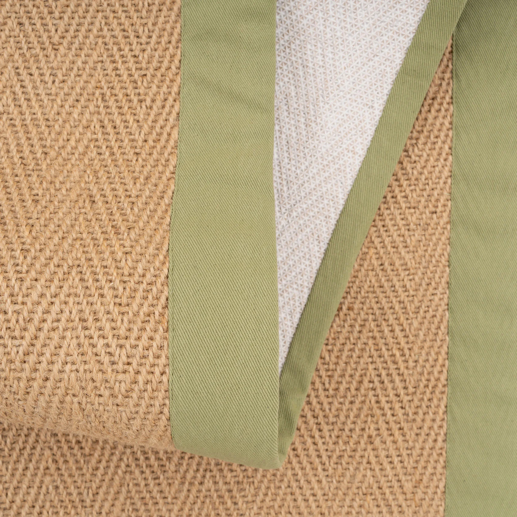 Green Cotton Border Natural Jute Hallway Runner Rug - Image 6