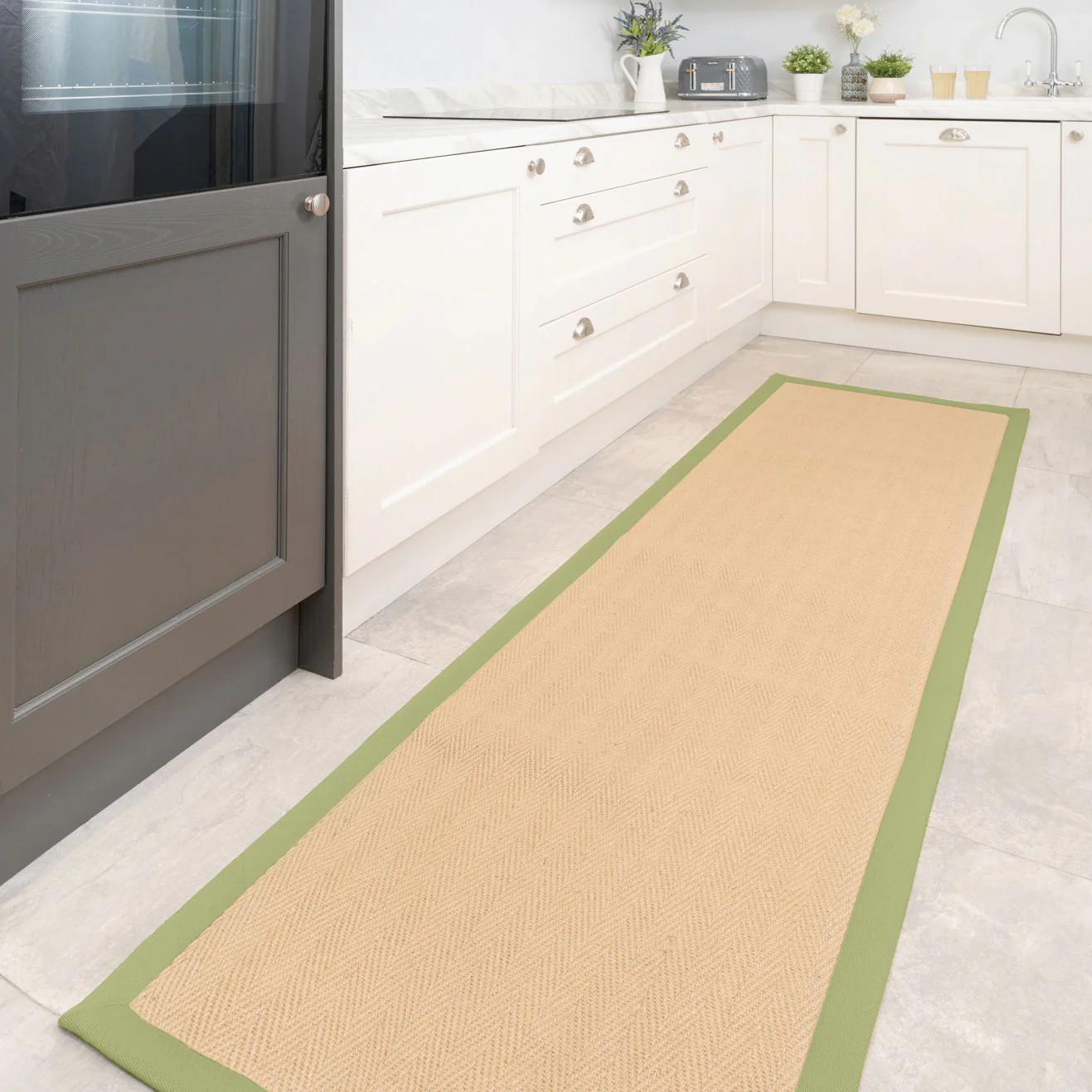 Green Jute Border Stair Carpet Runner - Juliette Green - Image 5
