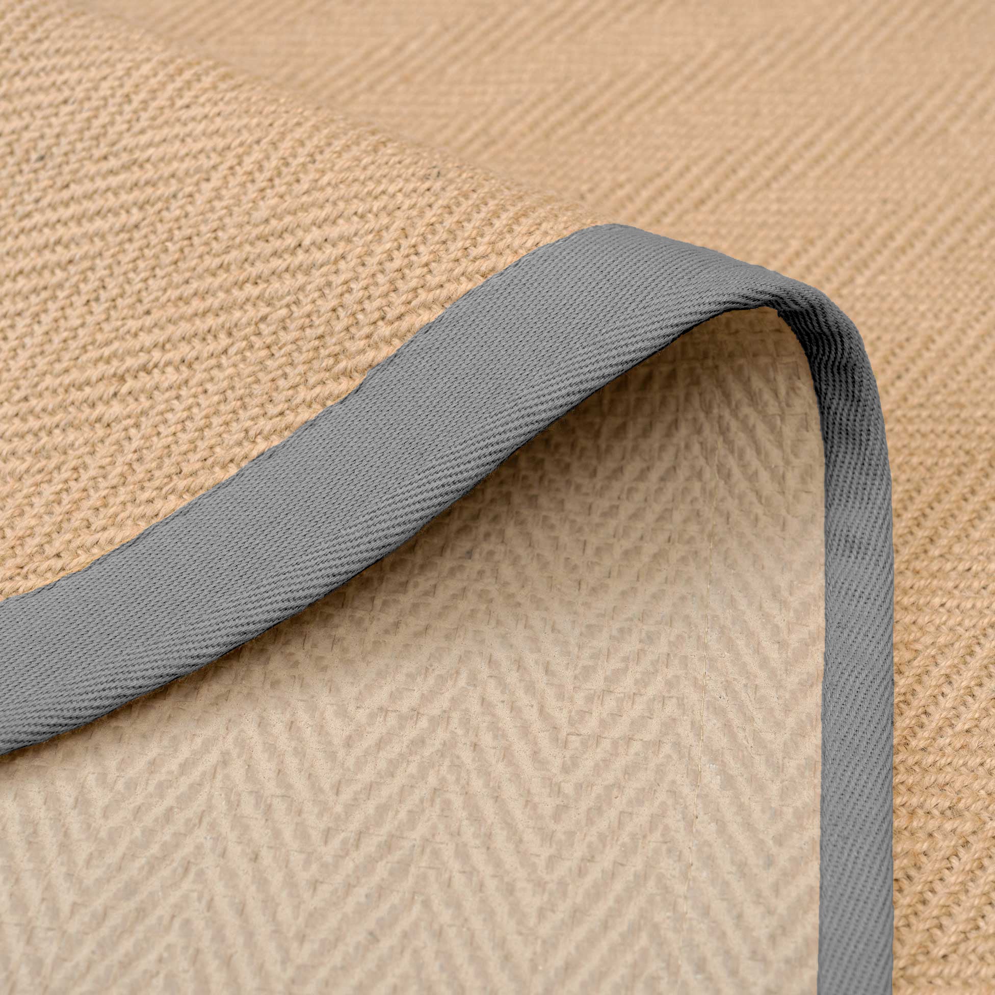 Grey Cotton Border Natural Hallway Jute Runner - Image 5