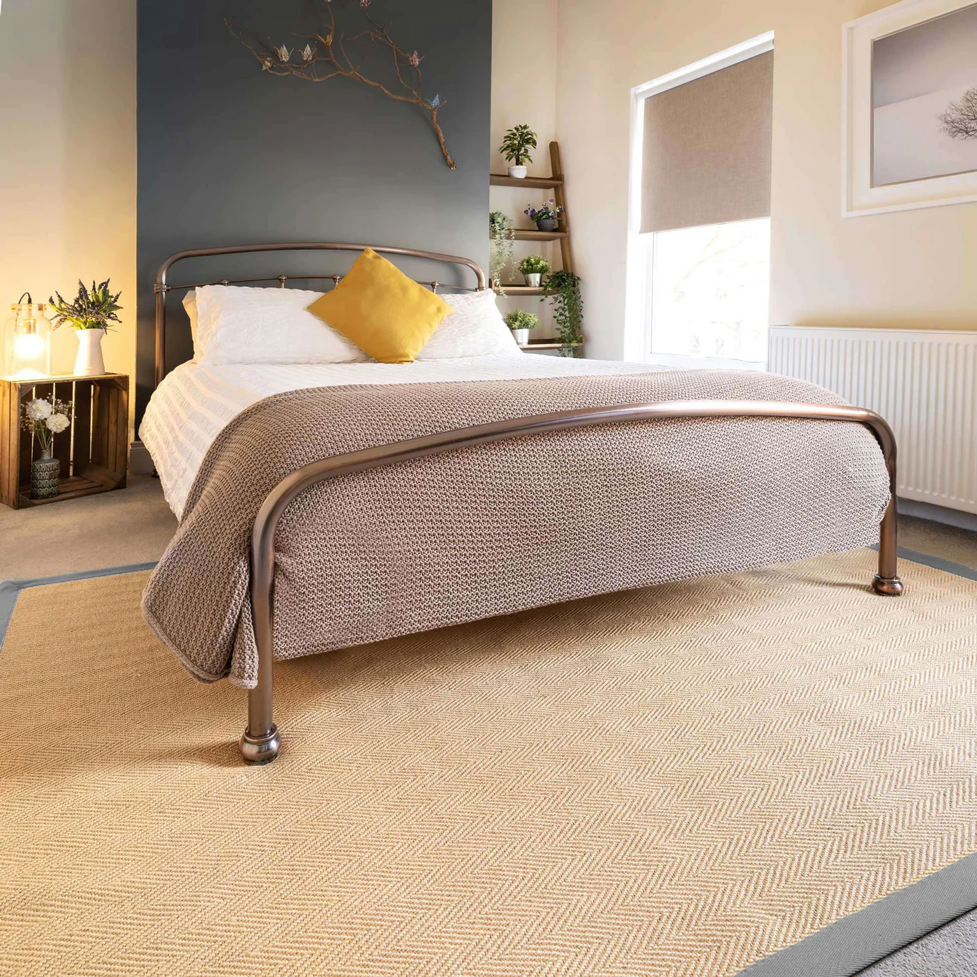 Grey Cotton Border Natural Jute Area Rug - Image 2