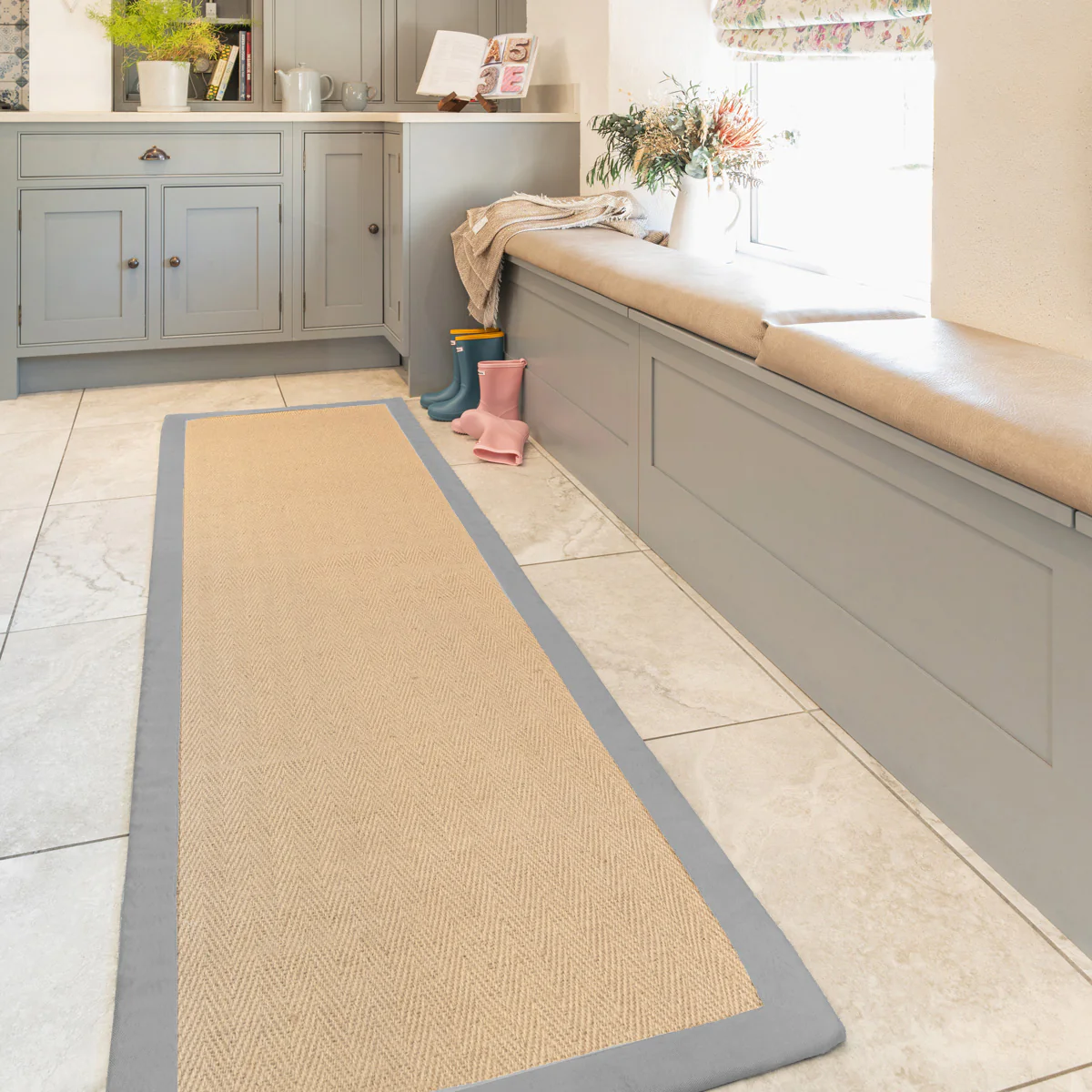 Grey Cotton Border Natural Jute Area Rug - Image 8