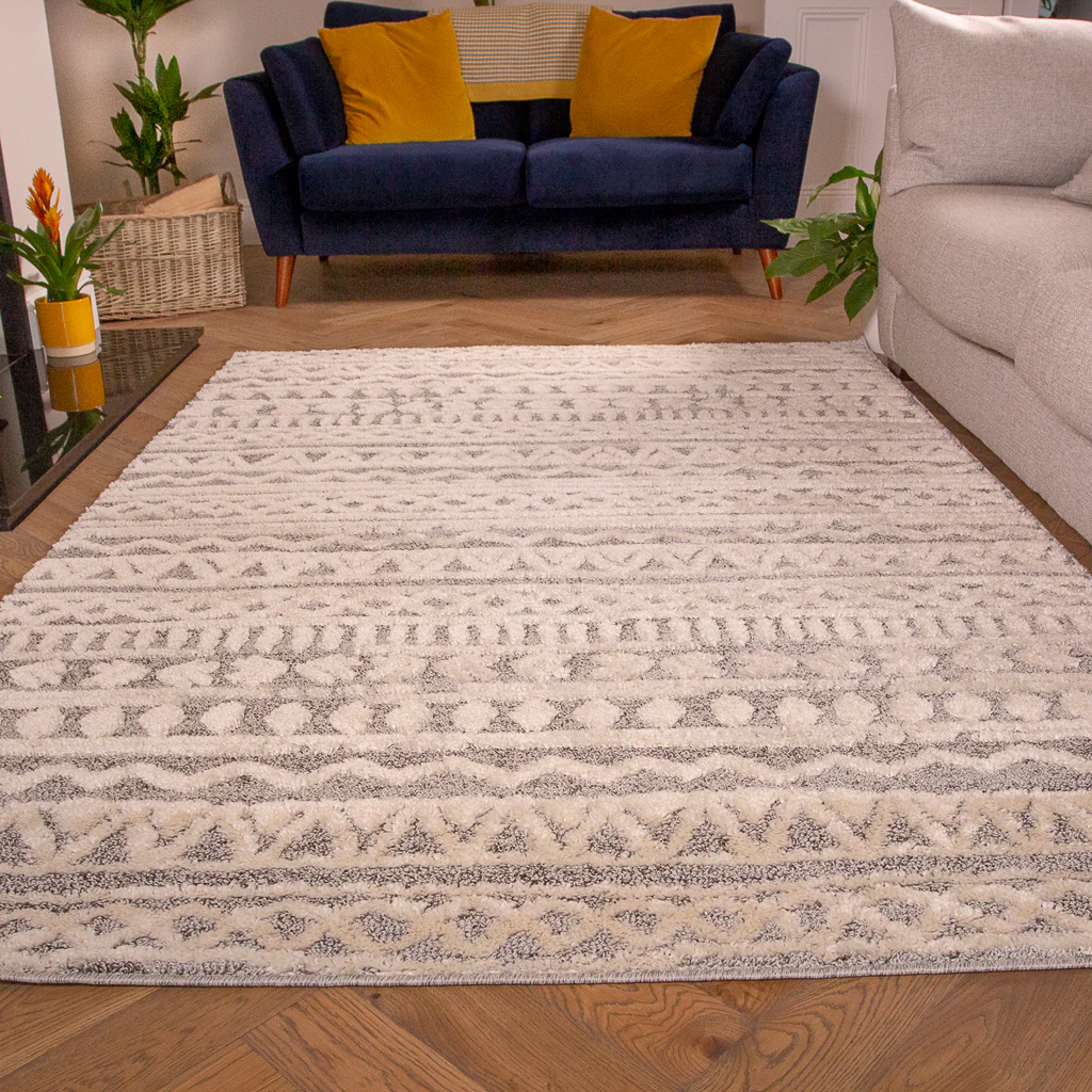 Grey Cream Aztec Scandi Rug - Fable - Image 5
