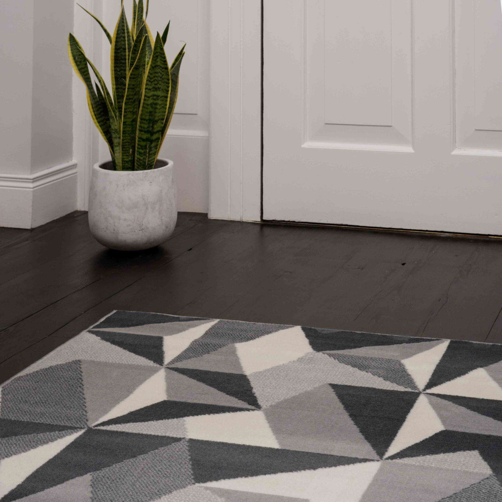 Grey Modern Geometric Living Room Rug - Image 7