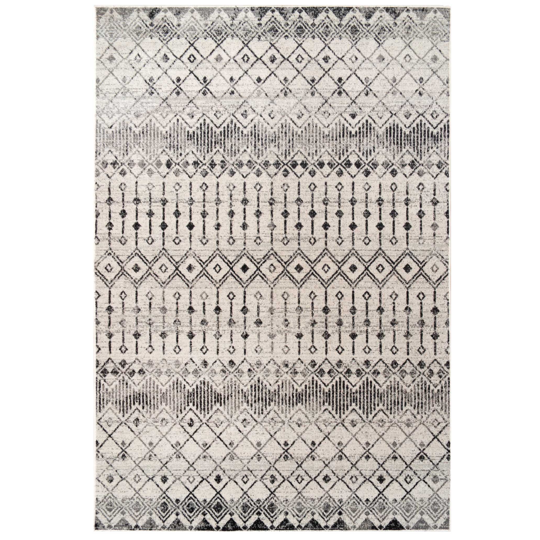 Grey Moroccan Tile Living Room Rug - Amora