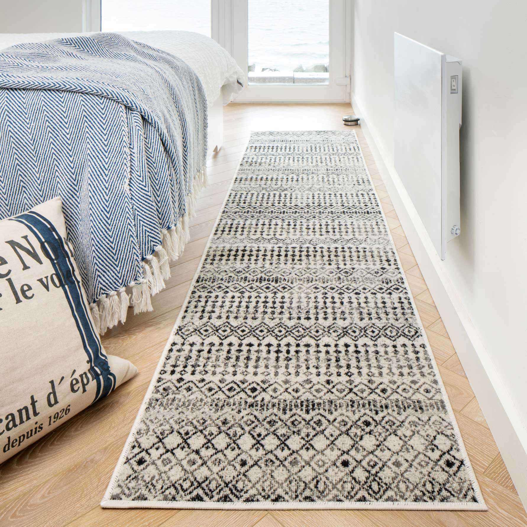 Grey Moroccan Tile Living Room Rug - Amora - Image 4