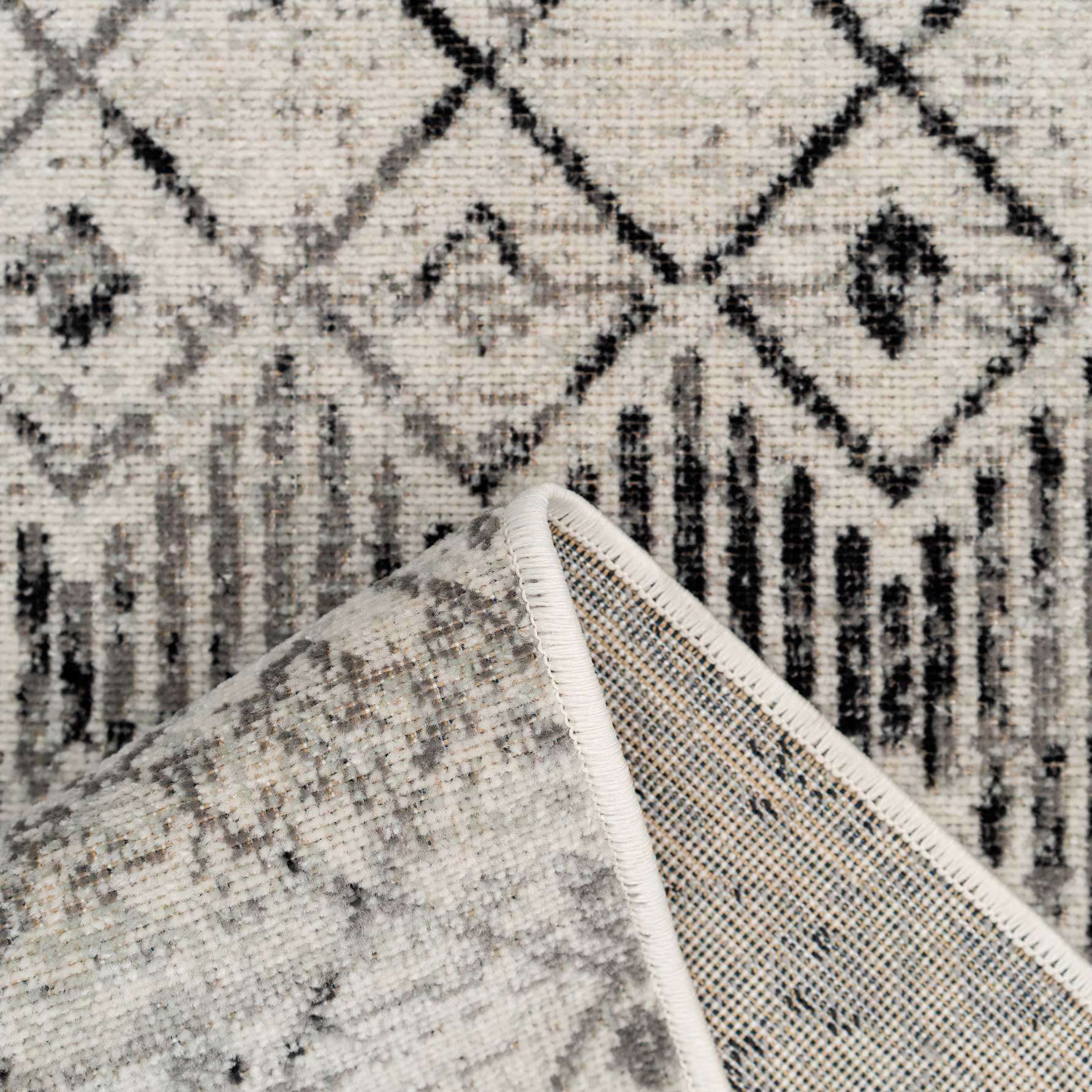 Grey Moroccan Tile Living Room Rug - Amora - Image 6